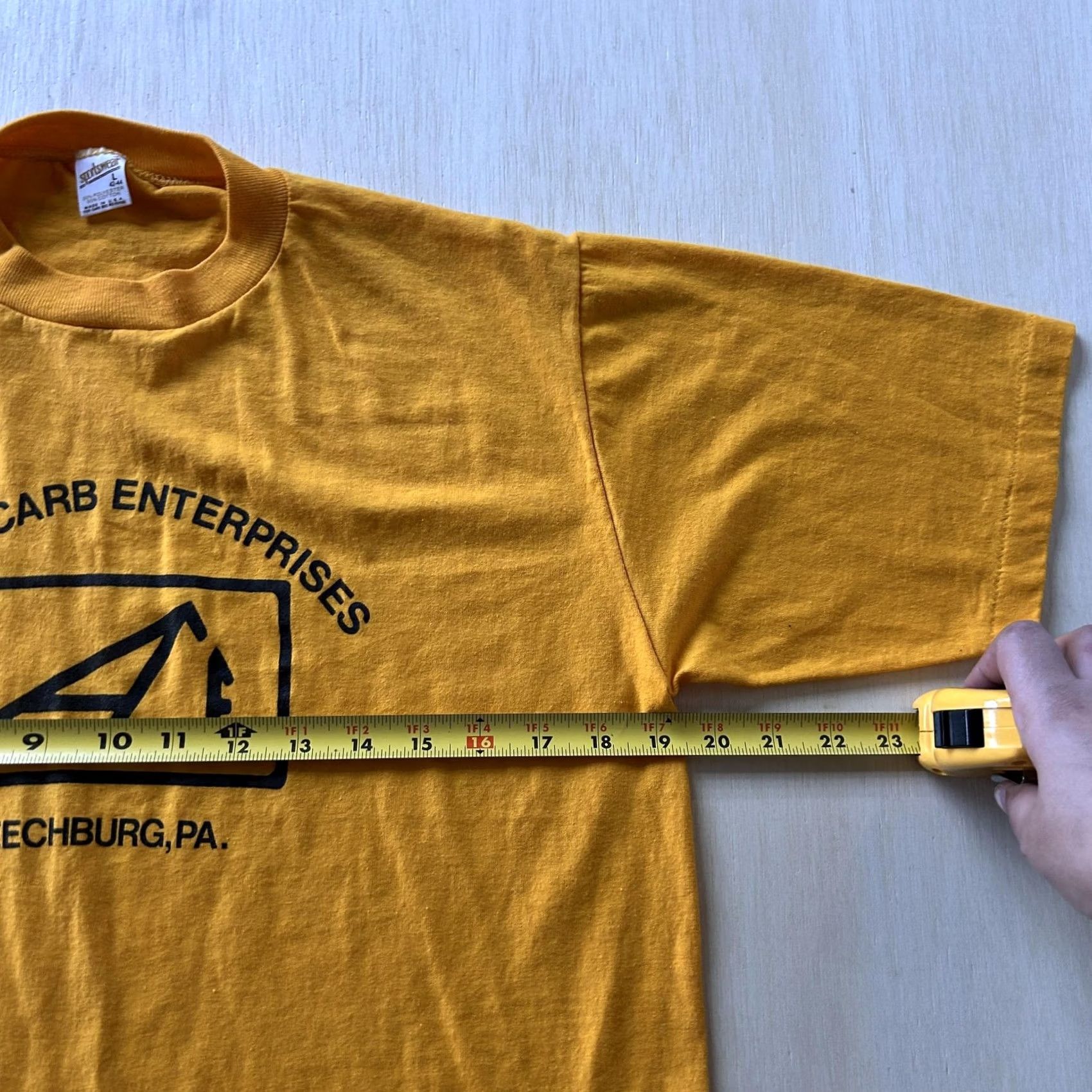 Vintage VINTAGE Sportswear Shirt Adult Large Yellow Workwear Tee Mens Graphic Print AE Logo 50/50 Cotton Polyester Crew Neck Short Sleeve Summer USA Size US L / EU 52-54 / 3 - 6 Thumbnail