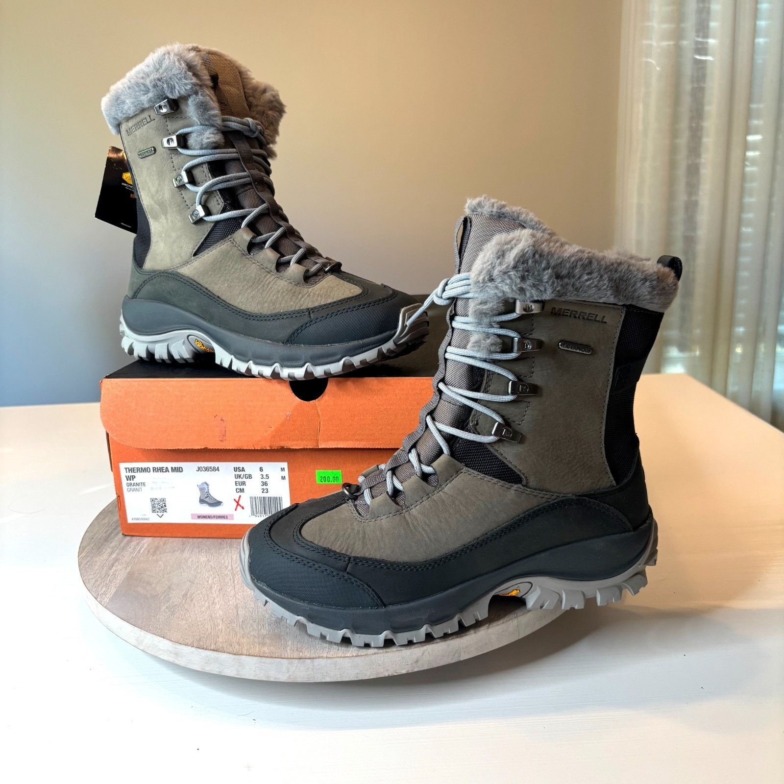 Merrell NEW Merrell Thermo Rhea Mid Gray Leather Snow Boots Size 6 Size US 6 / IT 36 - 1 Thumbnail
