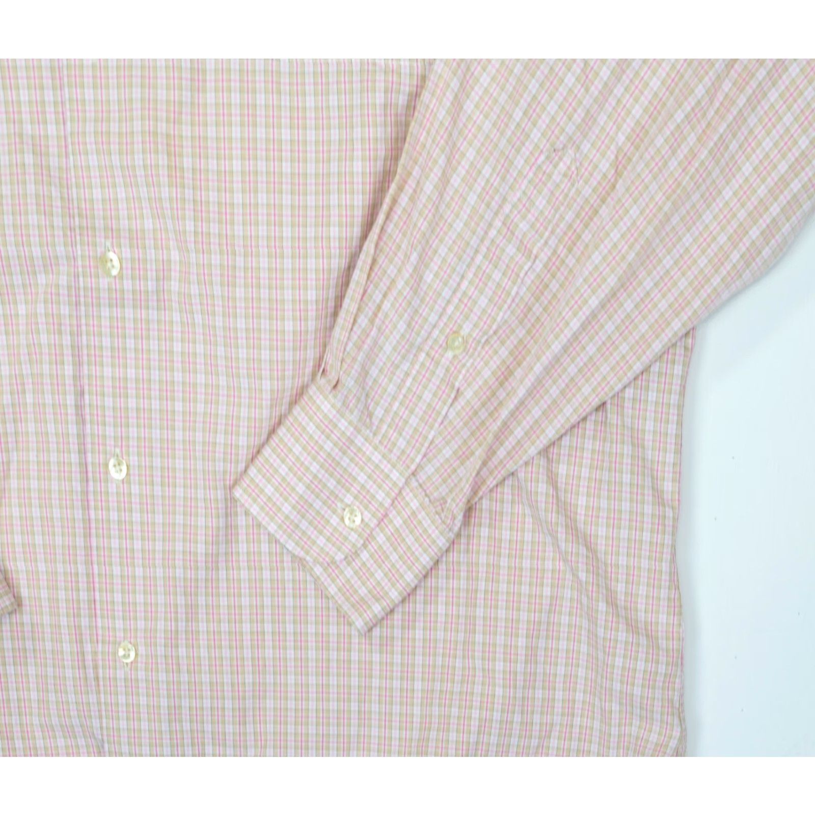 Peter Millar Peter Millar Shirt Men XL Pink Brown White Plaid Button-Down Cotton Long Sleeve Size US XL / EU 56 / 4 - 6 Thumbnail