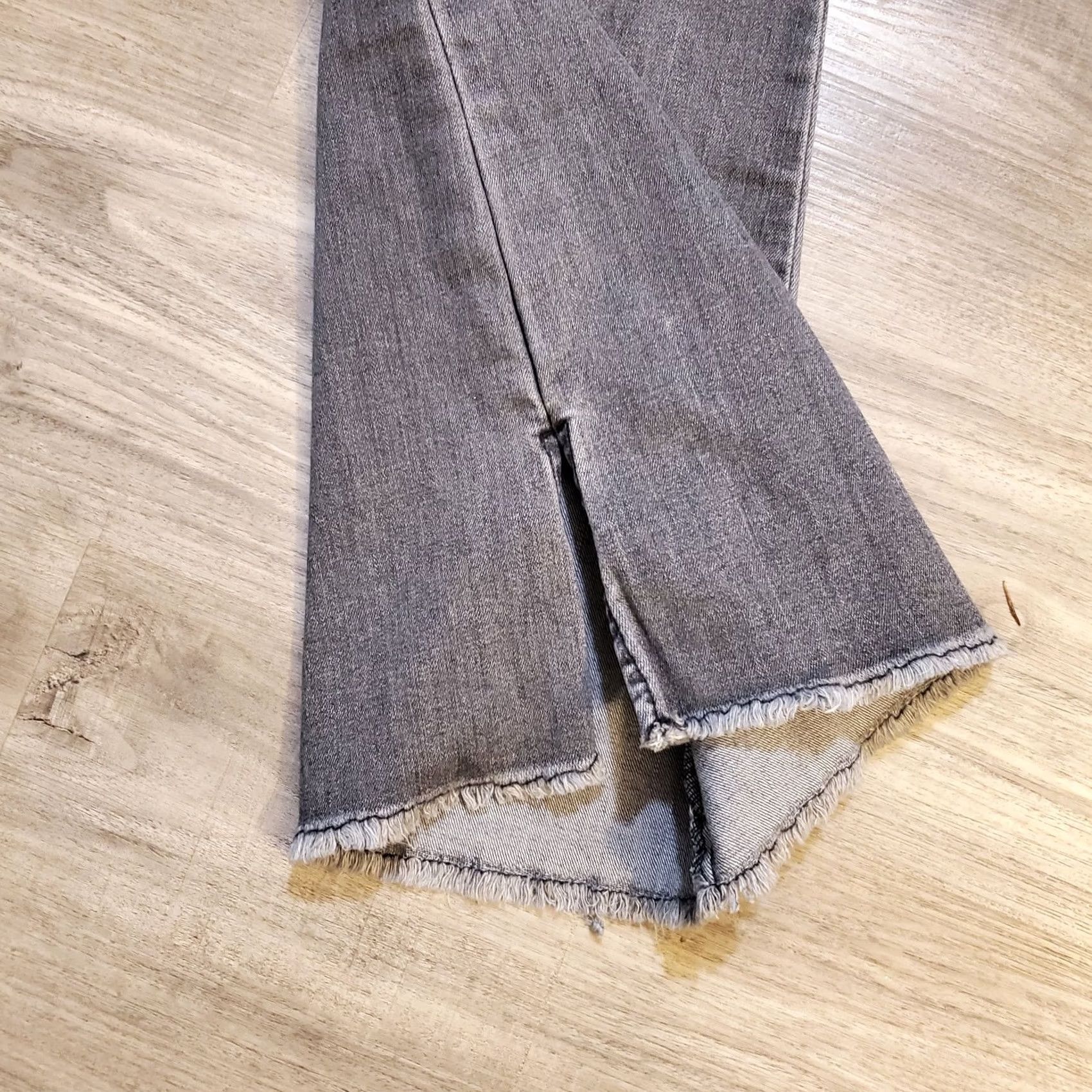 Lee Lee Jeans Womens 16 Gray NWT Tall High Rise Split Flare Hippie Boho Size 38" / US 16 / IT 52 - 4 Thumbnail