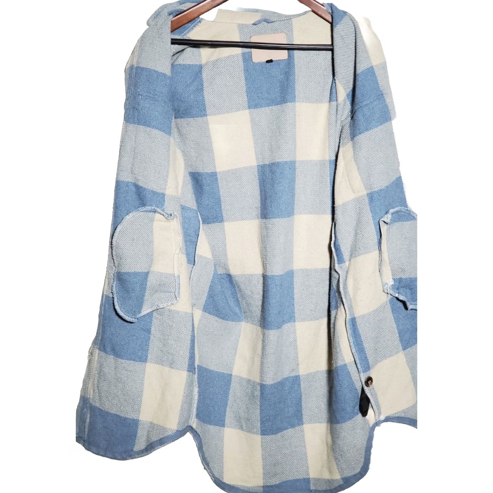 Vintage BLANKNYC Shacket Mid-Length Plaid Brushed Weave Blue and Ivory Women's XS Size XS / US 0-2 / IT 36-38 - 4 Thumbnail