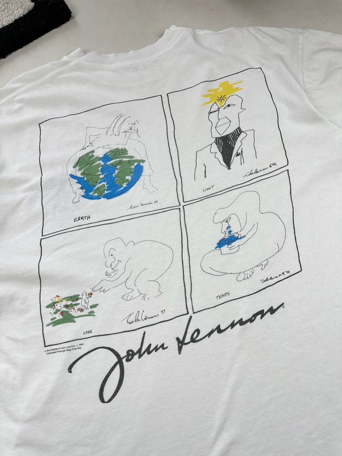 Hard Rock Cafe × Vintage Vintage 90s John Lennon art tee Hard Rock Cafe T Shirt Size US XL / EU 56 / 4 - 1 Thumbnail