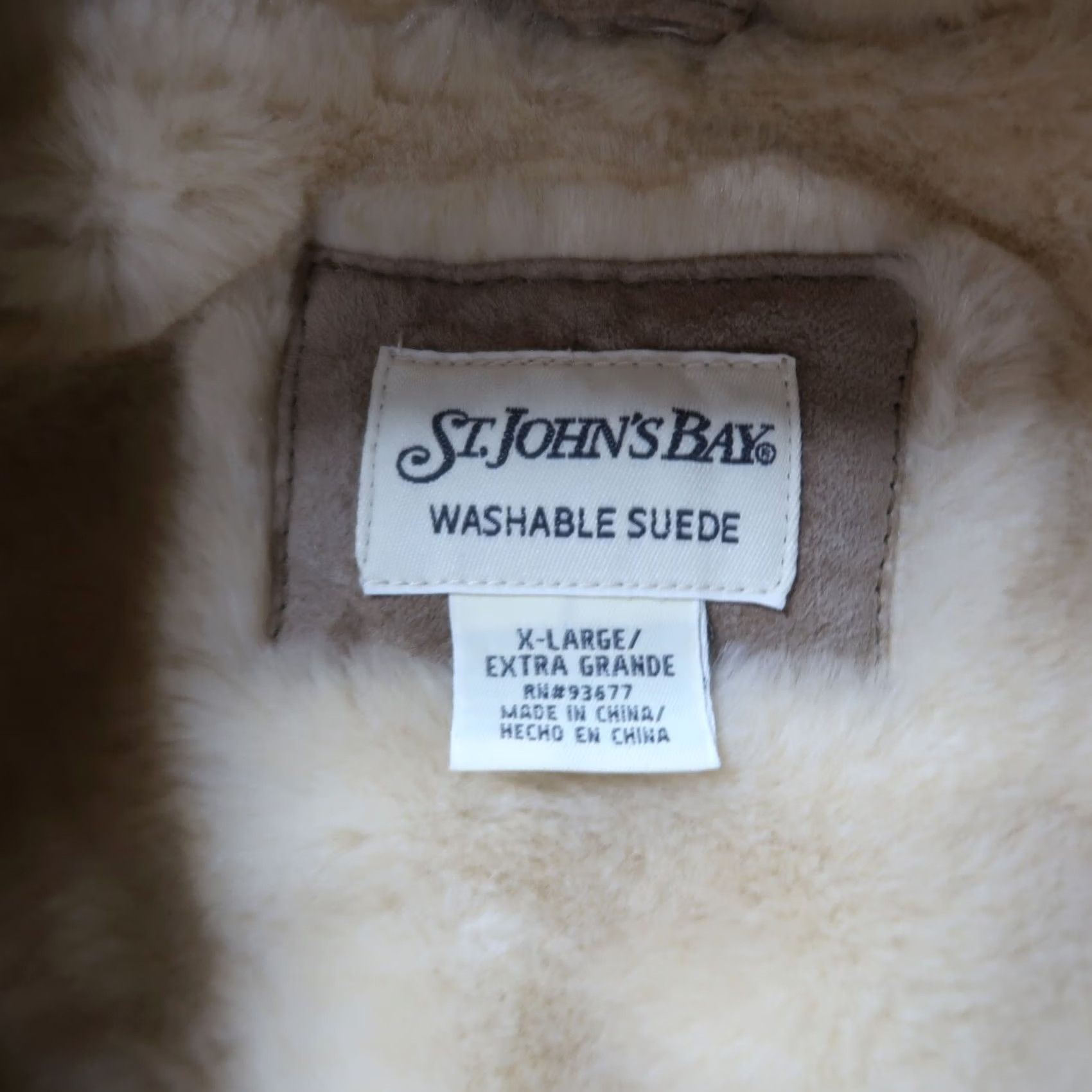 Vintage St Johns Bay Coat Jacket Womens Large Tan Suede Leather Washable Lined Zip Hooded Mid-Length Size L / US 10 / IT 46 - 5 Thumbnail