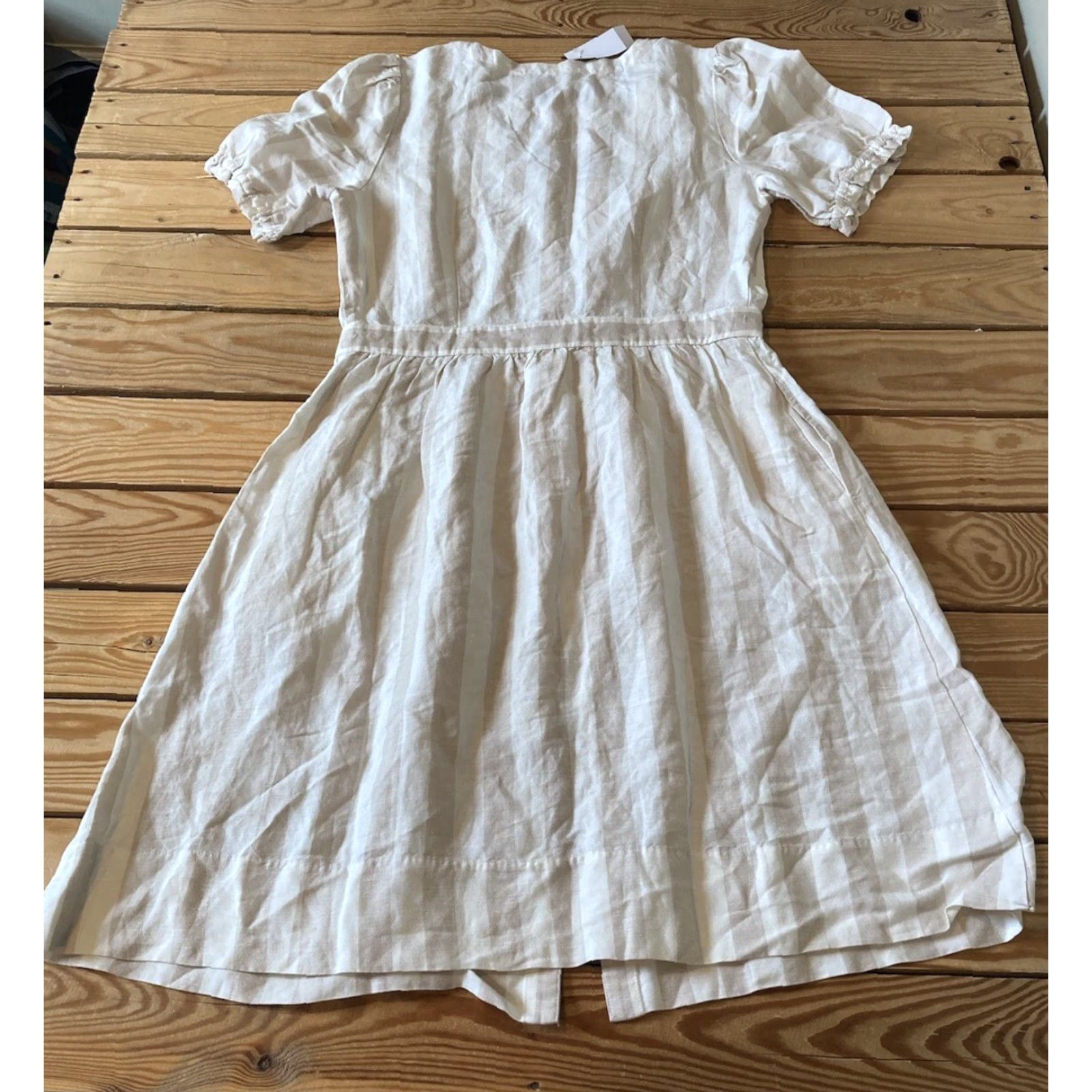 Loft NWT Women's Button front Linen Dress Size 6 Beige