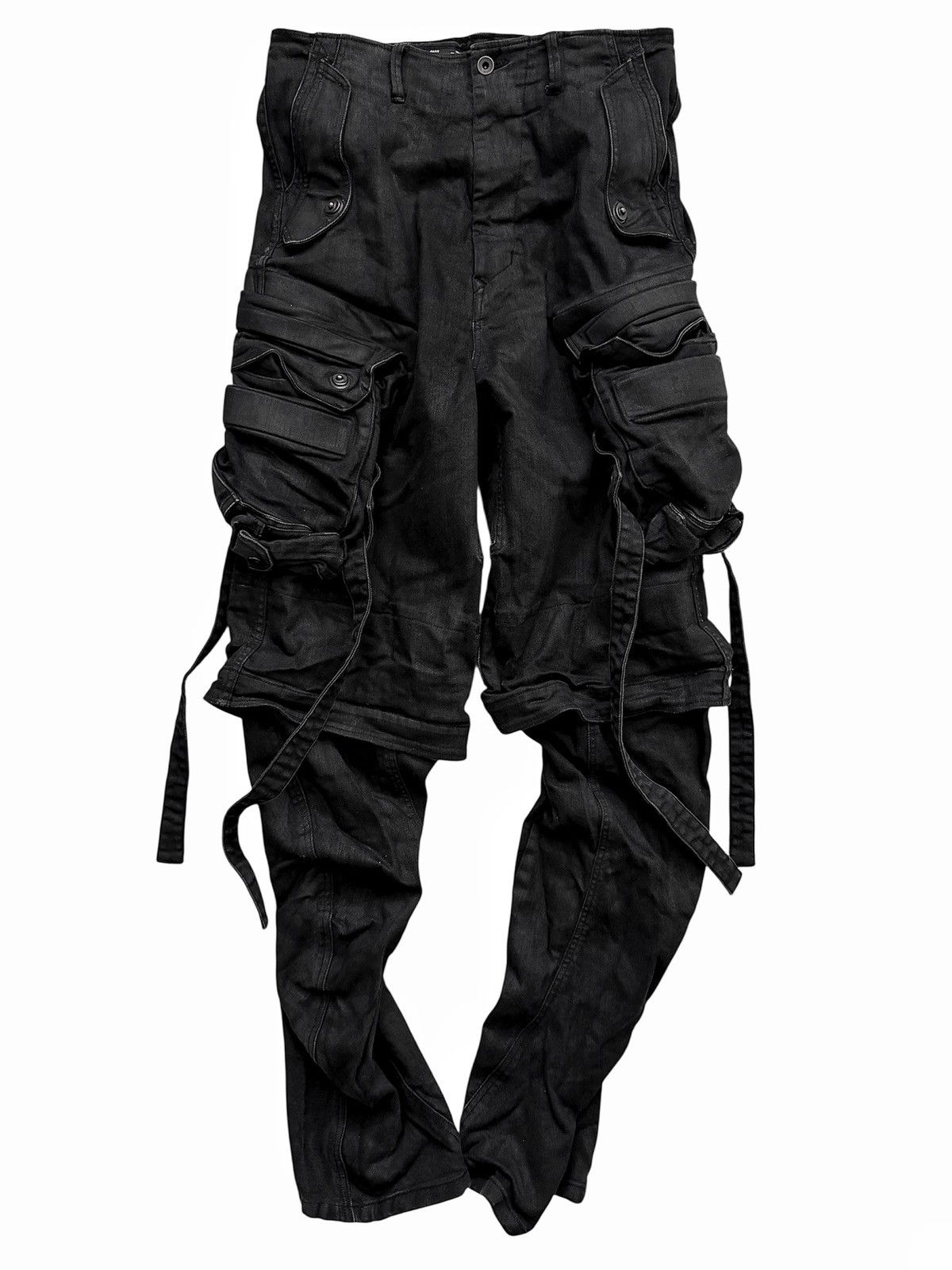 Julius Layered Black Wax Denim Gas Mask Cargo Size US 32 / EU 48 - 1 Thumbnail