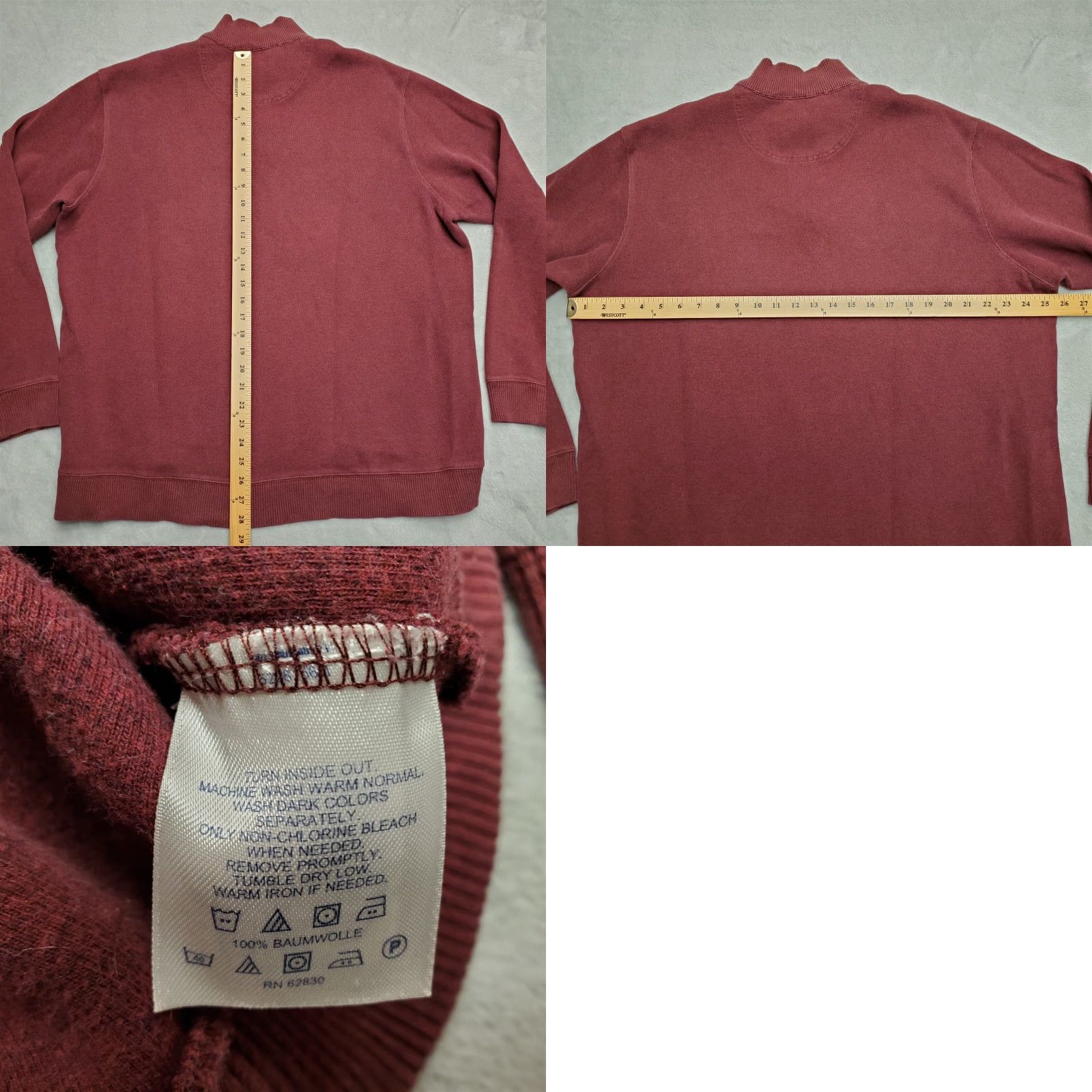 Lands' End Lands' End Sweater Men Red 1/4 Zip Long Sleeve Elbow Patches L Large Pullover Knit Casual Shirt Mens Size US L / EU 52-54 / 3 - 8 Thumbnail