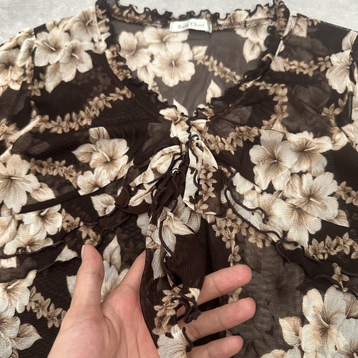 Vintage Vintage brown floral mesh cardigan Size ONE SIZE - 3 Thumbnail