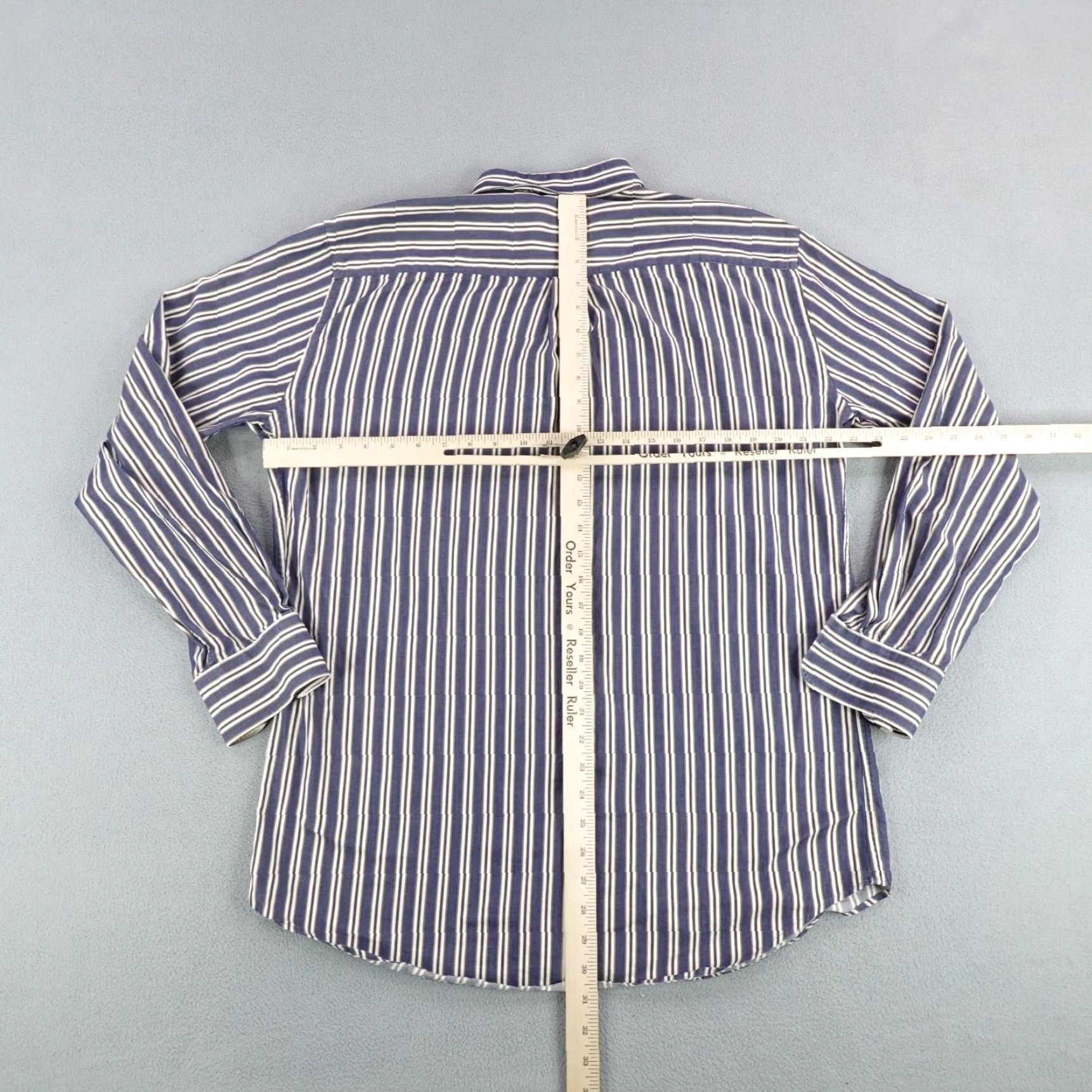 Peter Millar Peter Millar Shirt Mens Large Blue White Stripes Button Up Cotton Long Sleeve Size US L / EU 52-54 / 3 - 6 Thumbnail