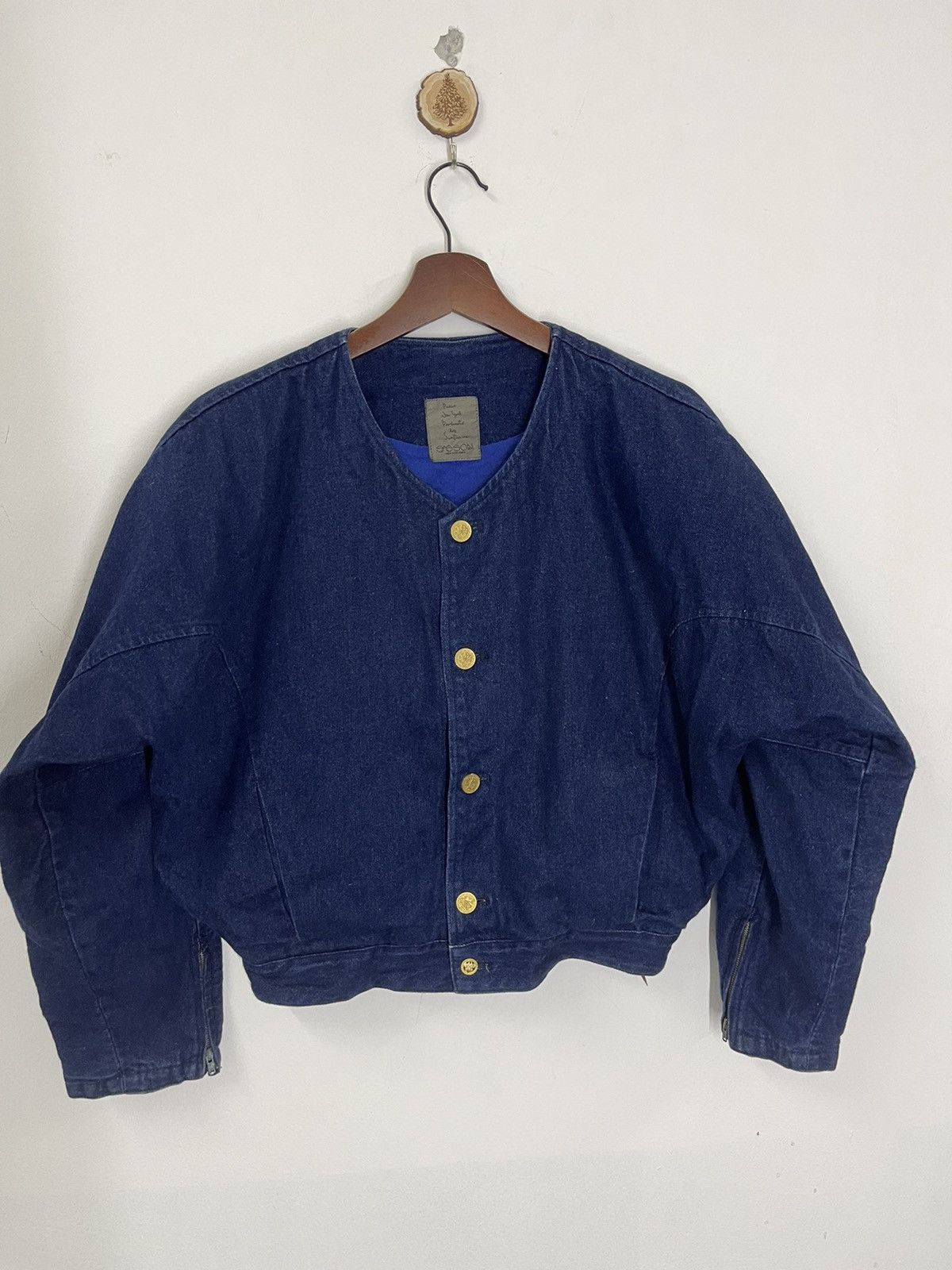 Japanese Brand VINTAGE INDIGO DENIM SASSON PARACHUTE CROP JACKET Size US M / EU 48-50 / 2 - 6 Thumbnail