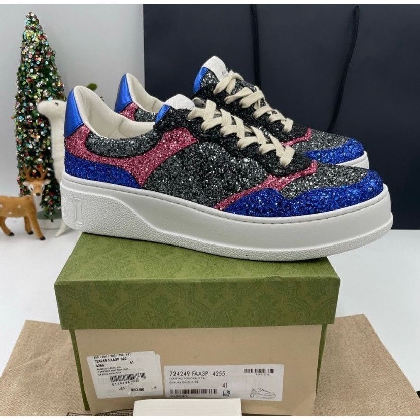 Gucci Women’s Gucci, glitter trainer low top sneakers size 41 Size US 11 / IT 41 - 1 Thumbnail