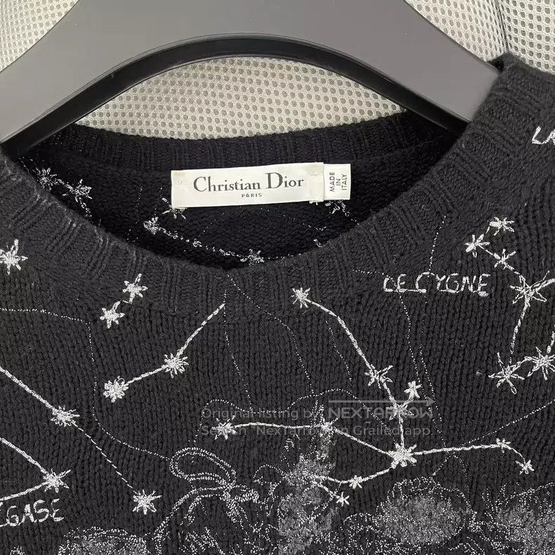 Dior Dior Black embroidered two-strand yarn full of stars cashm Size XXS / US 00 / IT 34 - 3 Thumbnail