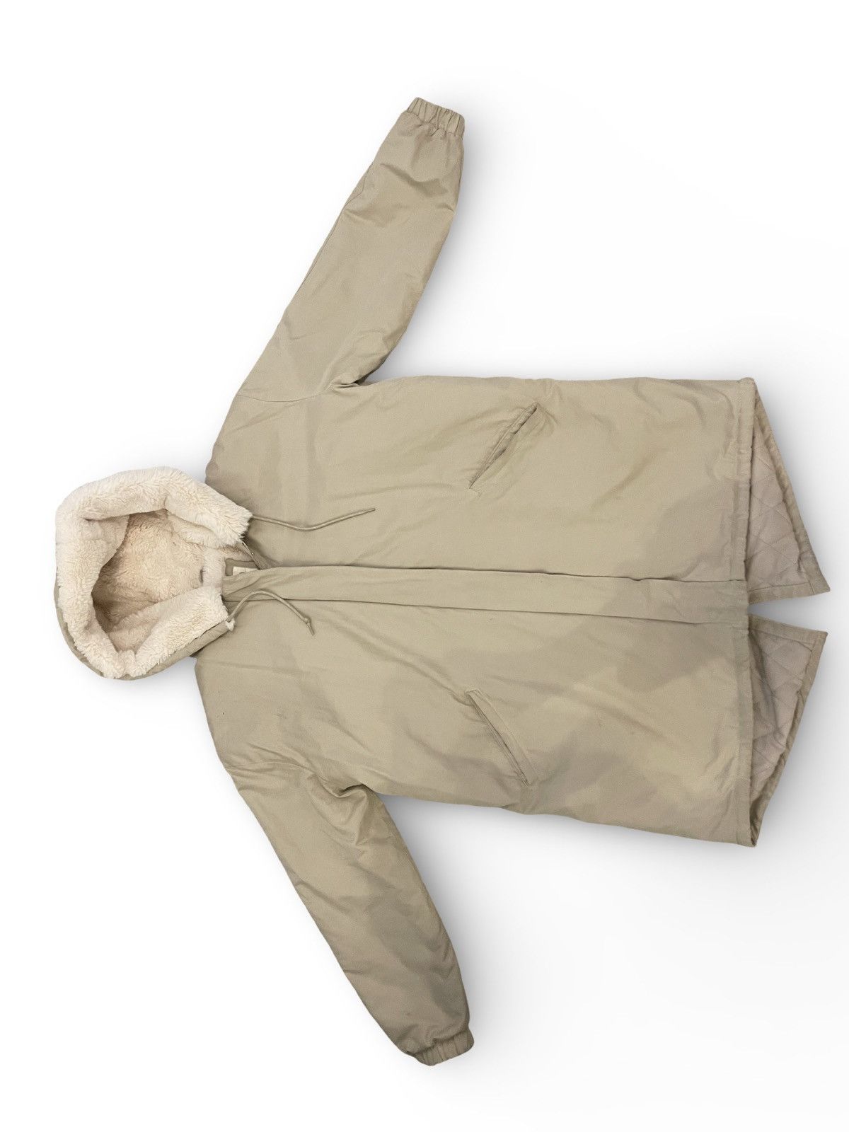 River Island Beige Hooded Teddy-Lined Padded Coat
