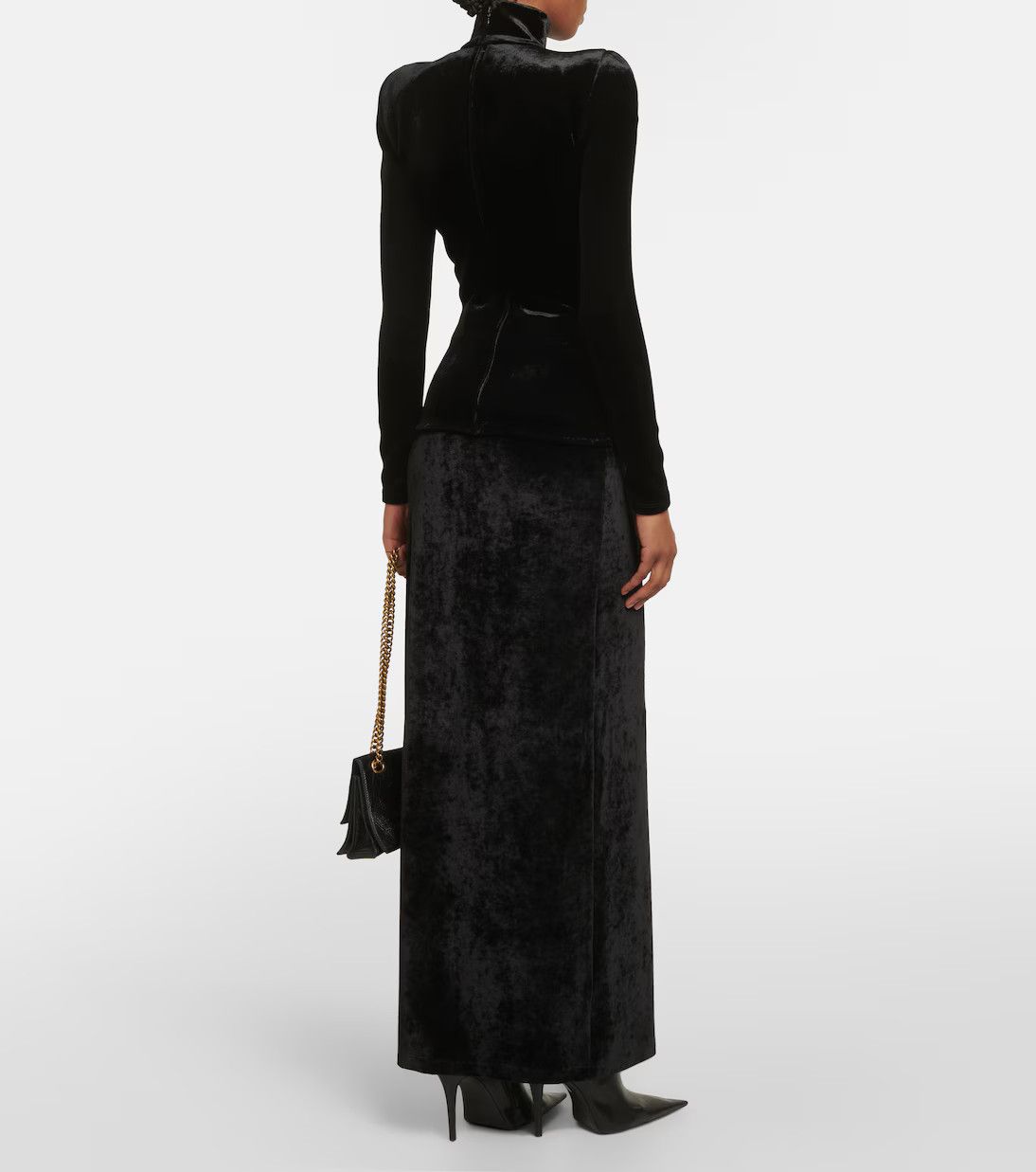 Balenciaga o1y0625 Velevet Turtleneck T-Shirt in Black Size S / US 4 / IT 40 - 4 Thumbnail