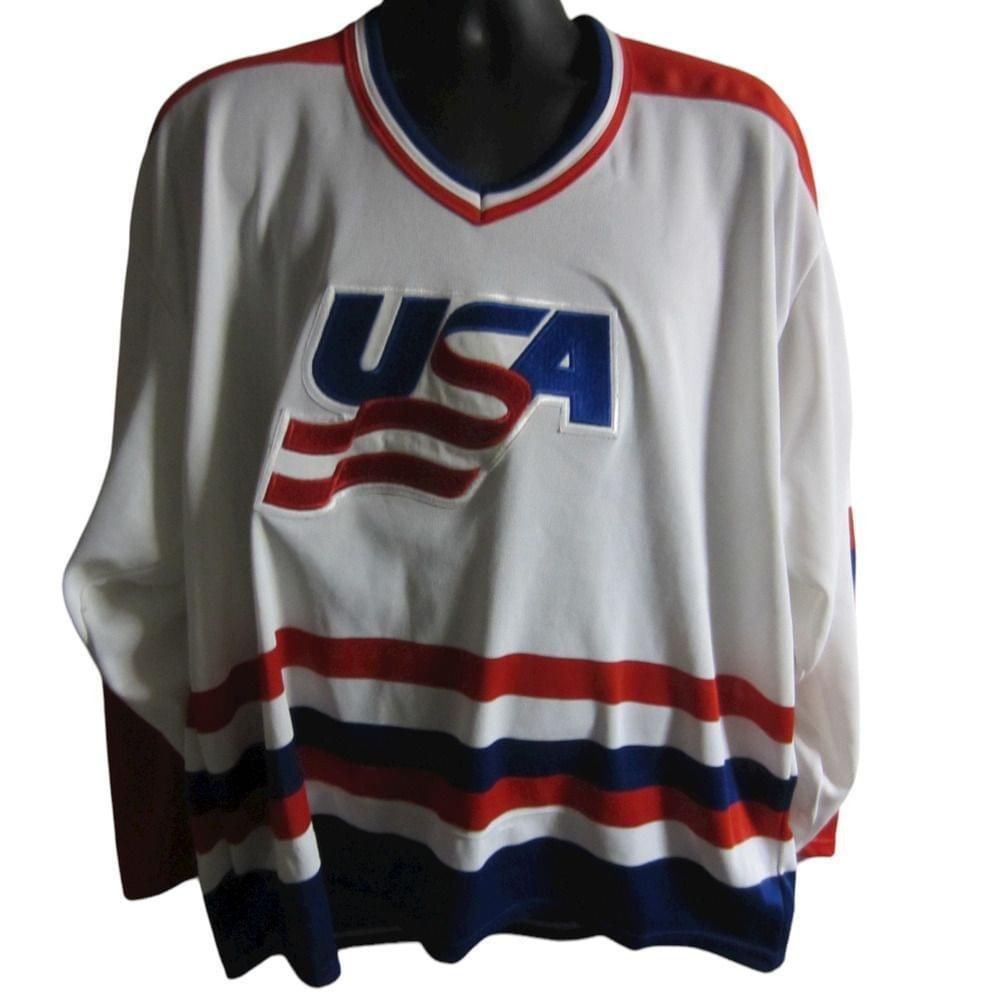 image of Vintage Ccm Usa Hockey Jersey 1980S Olympics Red White Blue, Men's (Size XL)