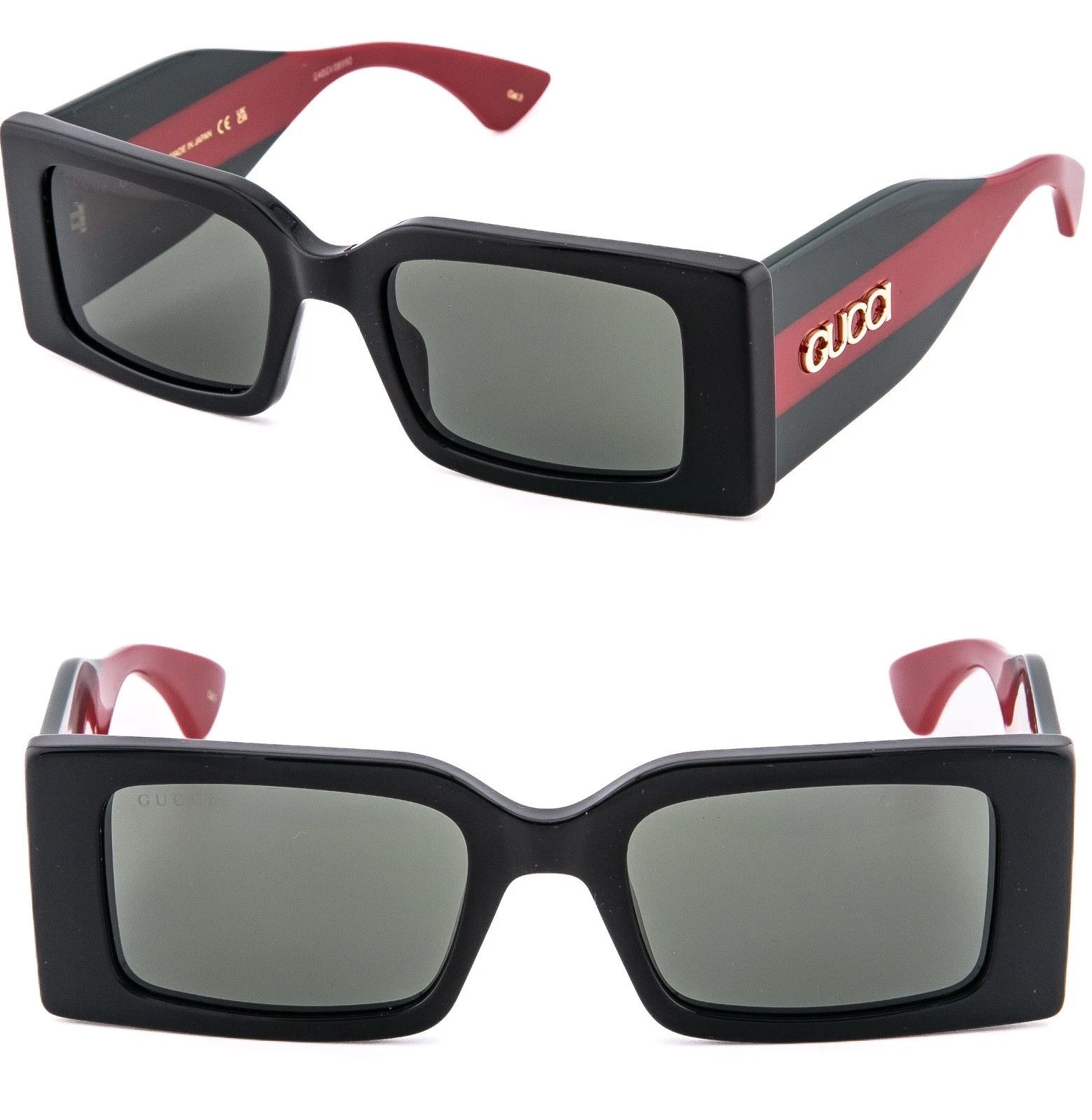 Gucci GUCCI Gg1860S 1860 Black Green Web Logo Sunglasses 001 Size ONE SIZE - 1 Thumbnail