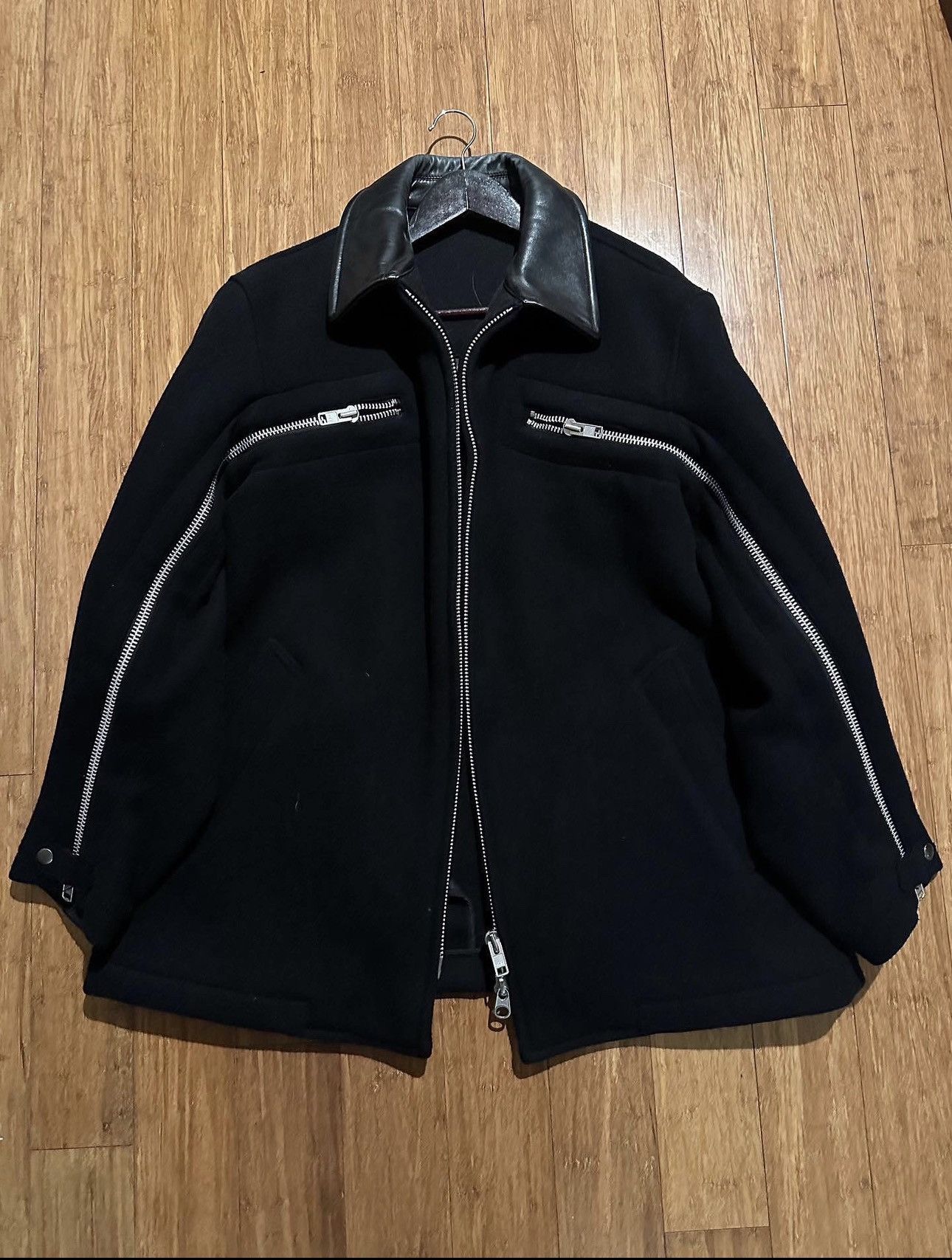 Yohji Yamamoto Yohji Yamamoto BackZip Heavy Wool Leather Jacket Size US XL / EU 56 / 4 - 1 Thumbnail