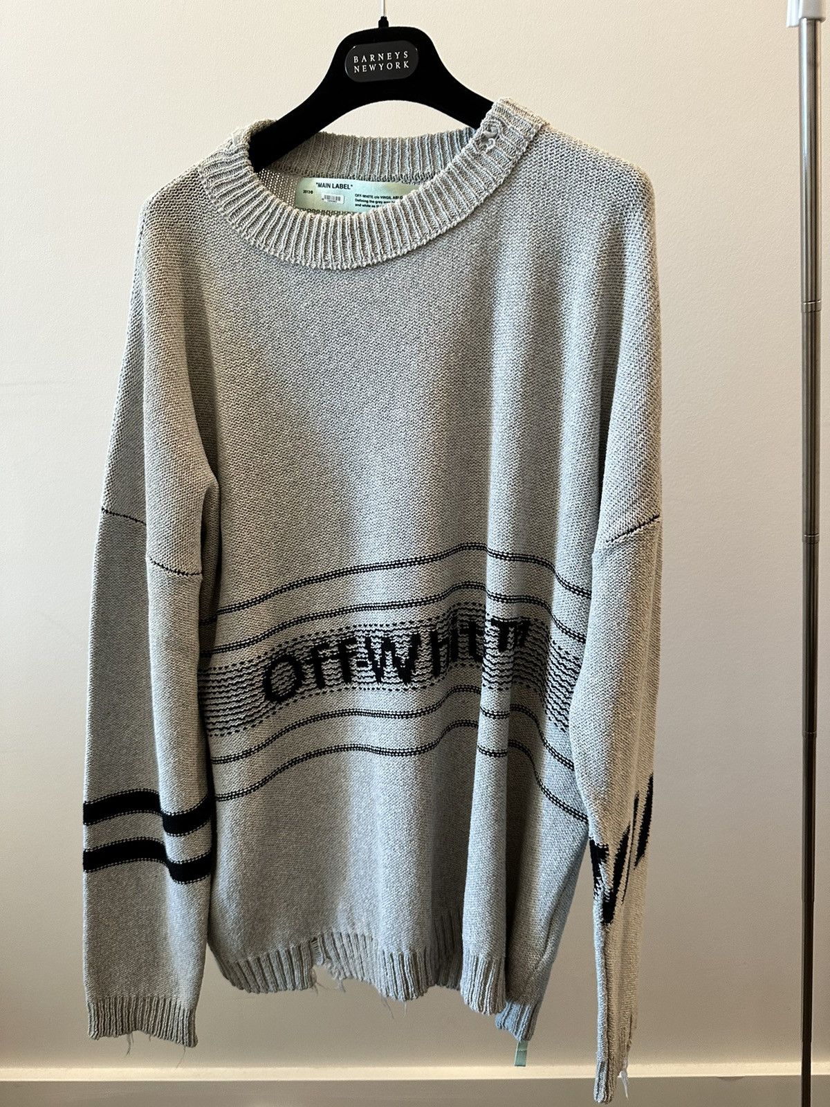 image of Off White Grey Knit Sweater 2019 Size M, Men's