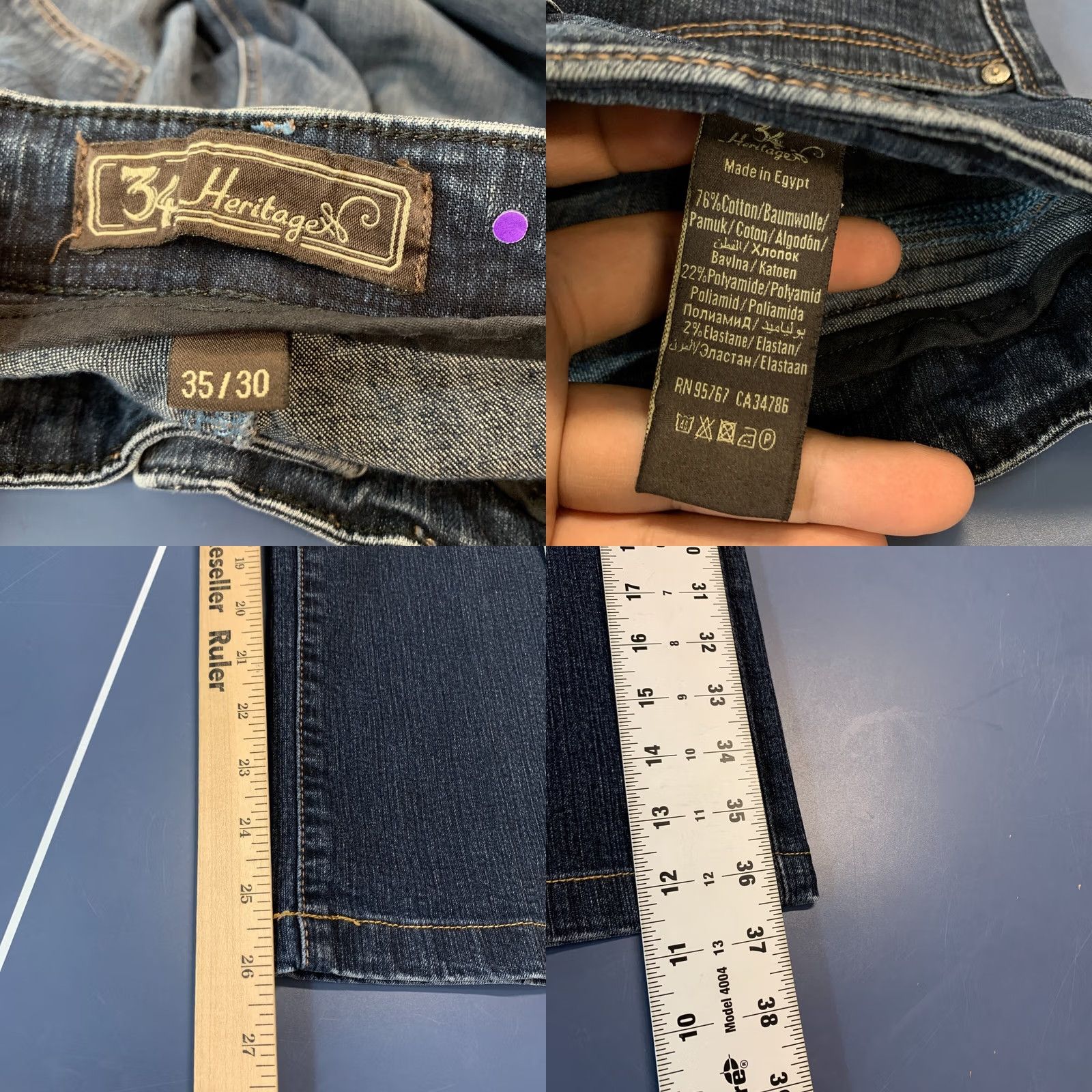 Vintage 34 Heritage Jeans Mens 33 Blue Denim Size FIts 33X26 Straight Leg Casual Size US 33 - 9 Thumbnail