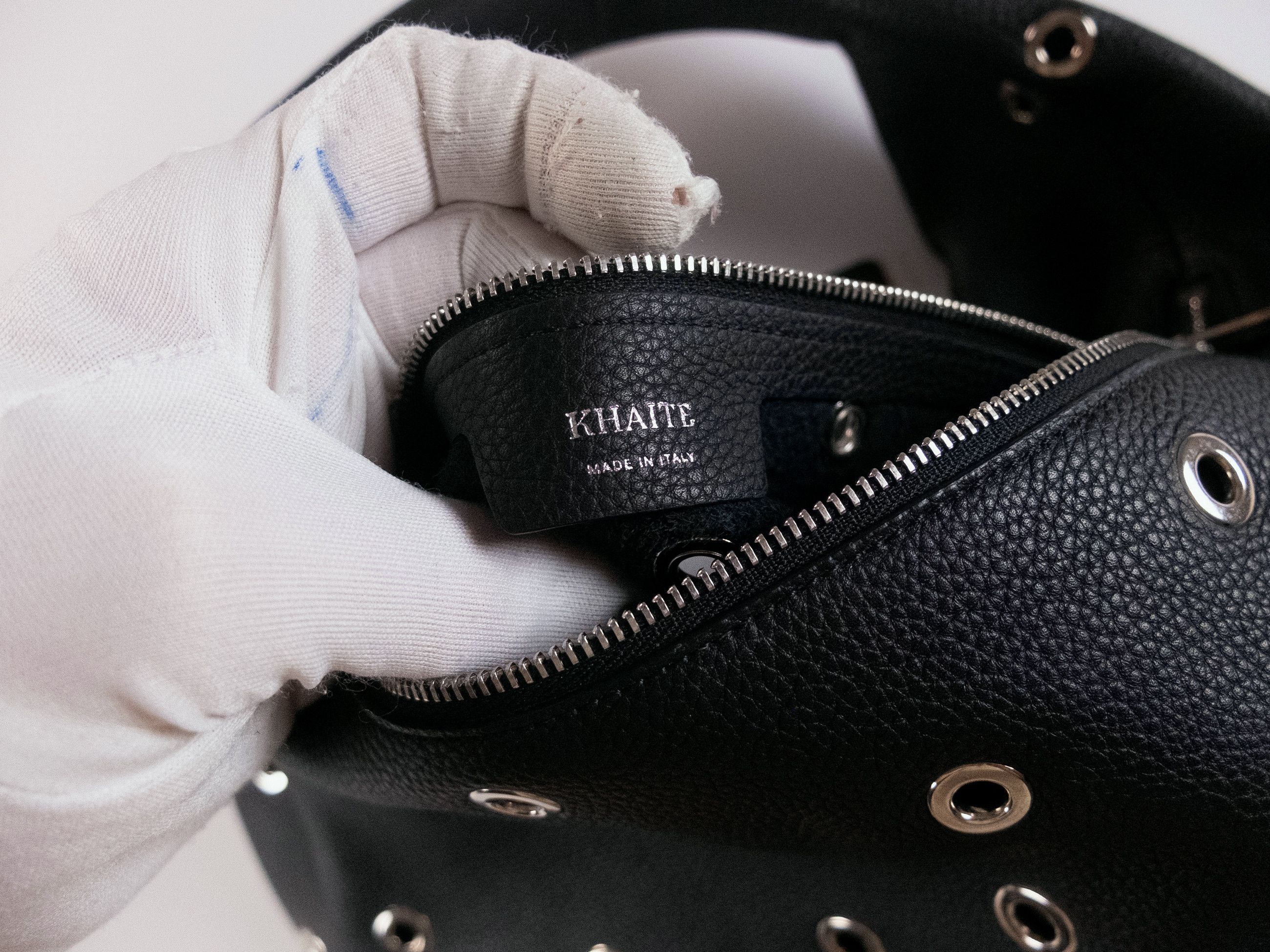 KHAITE KHAITE Olivia medium black leather hobo bag w grommets Size ONE SIZE - 9 Thumbnail