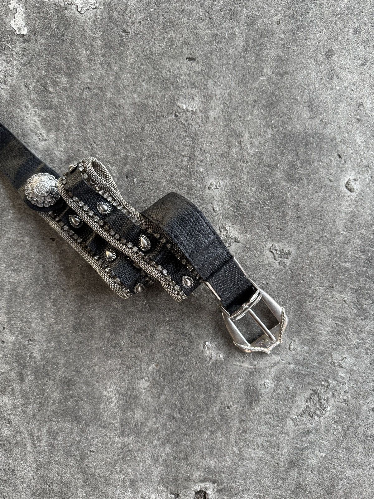 Japanese Brand Vintage Studded Leather Belt Size ONE SIZE - 3 Thumbnail