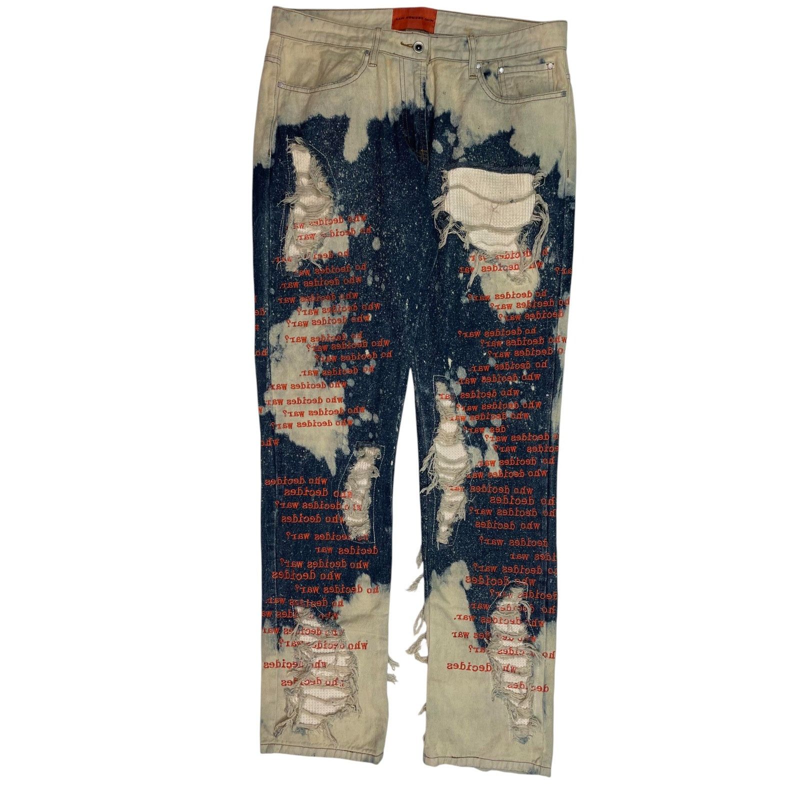 Who Decides War WDW Bleached Scripture Denim Dark Wash Jeans Size US 34 / EU 50 - 1 Thumbnail