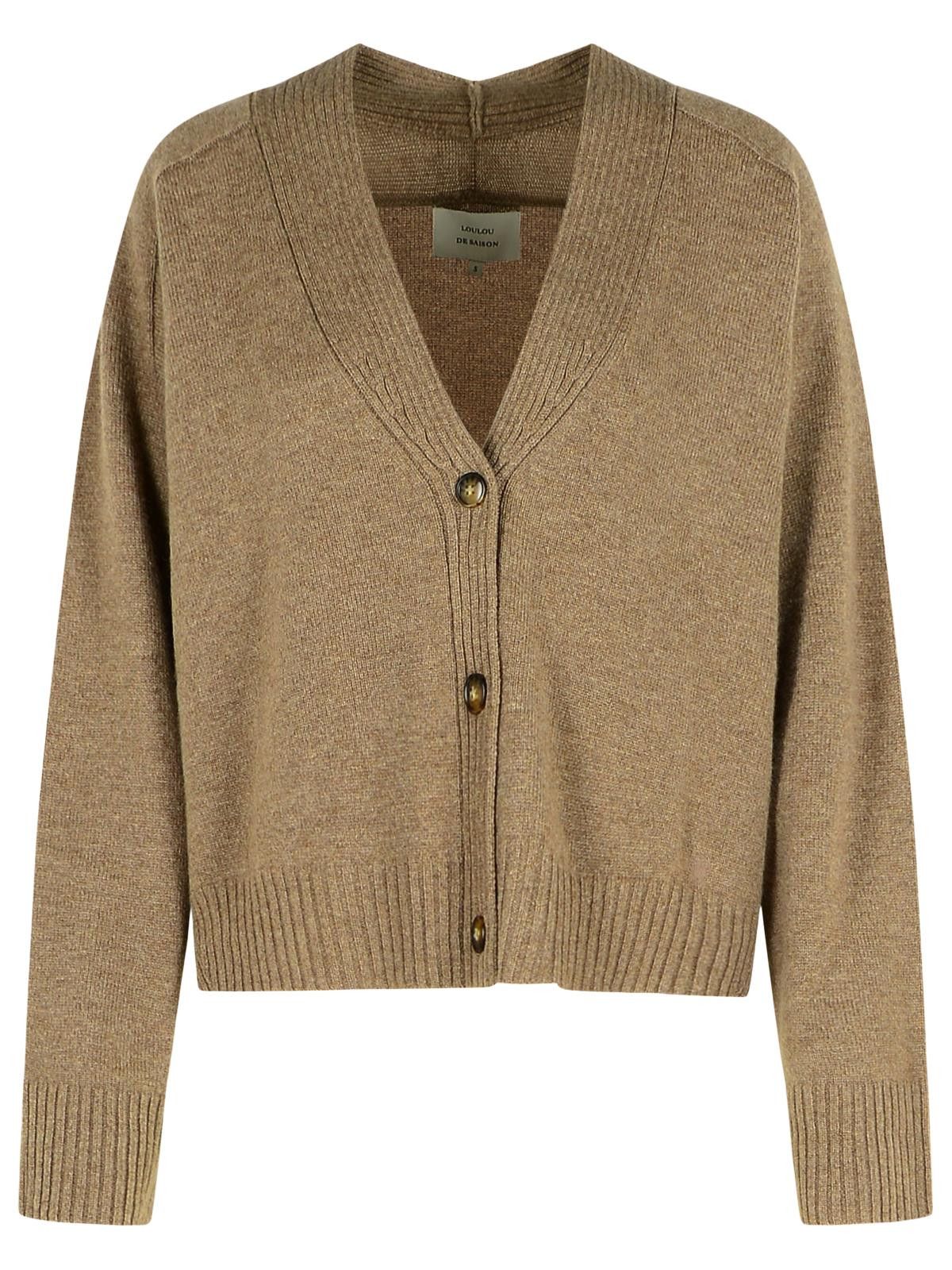 LOULOU DE SAISON Cashmere Cardigan Mole Melange