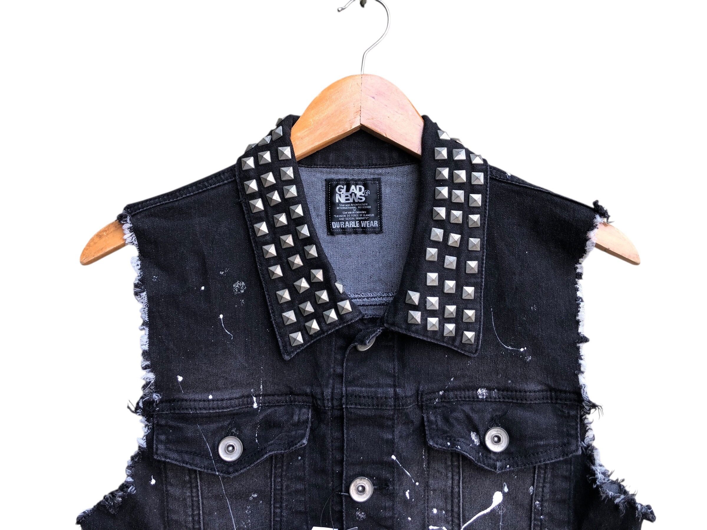 Japanese Brand 🔥Glad News Punk Rock Sleeveless Denim Jacket🔥 Size US S / EU 44-46 / 1 - 5 Thumbnail