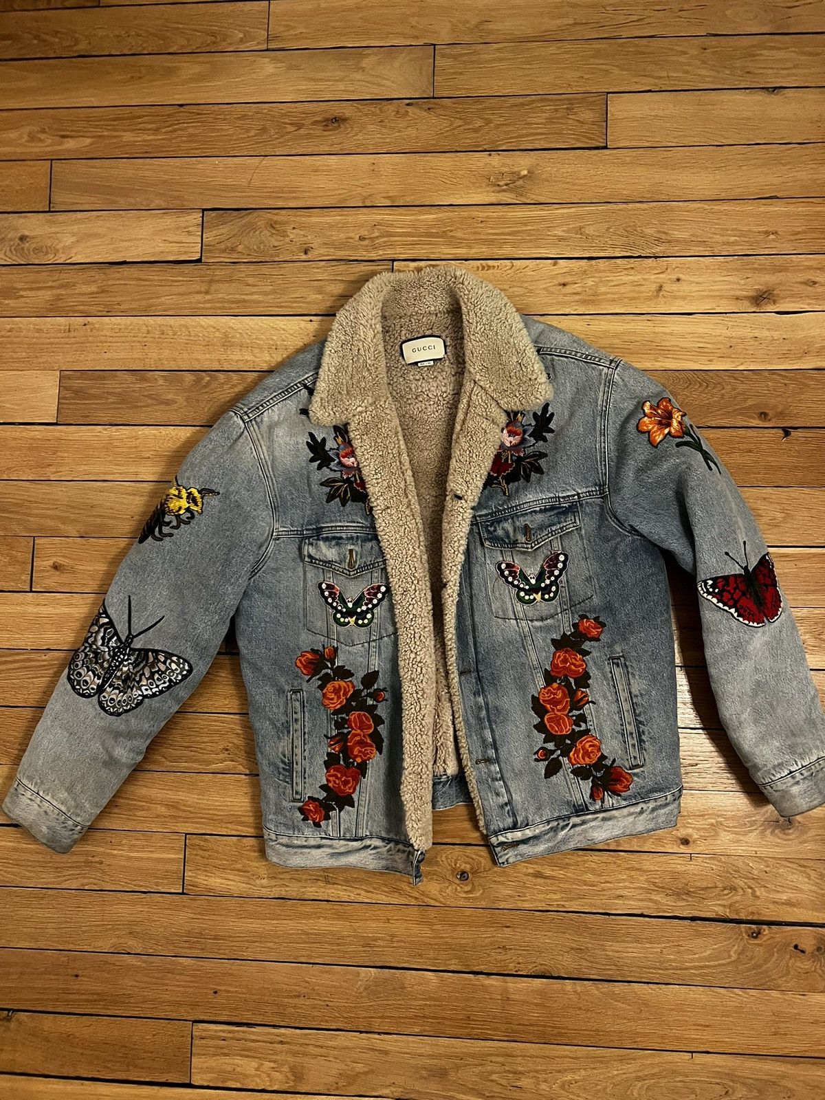 Gucci denim jacket shearling