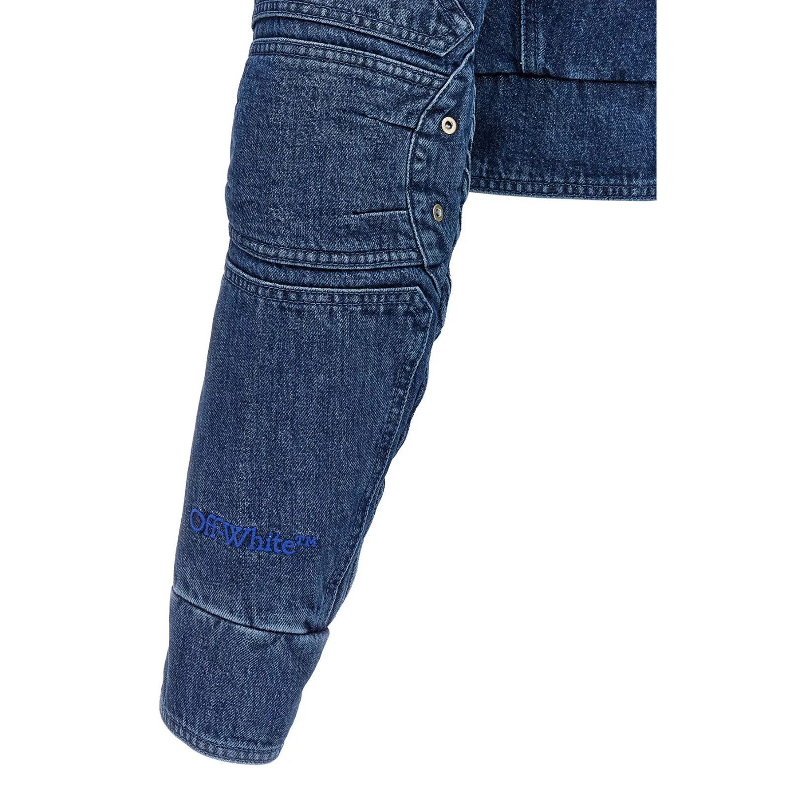 Off-White OFF-WHITE Motorcycle Blue Denim Cropped Jacket New & Authent Size S / US 4 / IT 40 - 4 Thumbnail