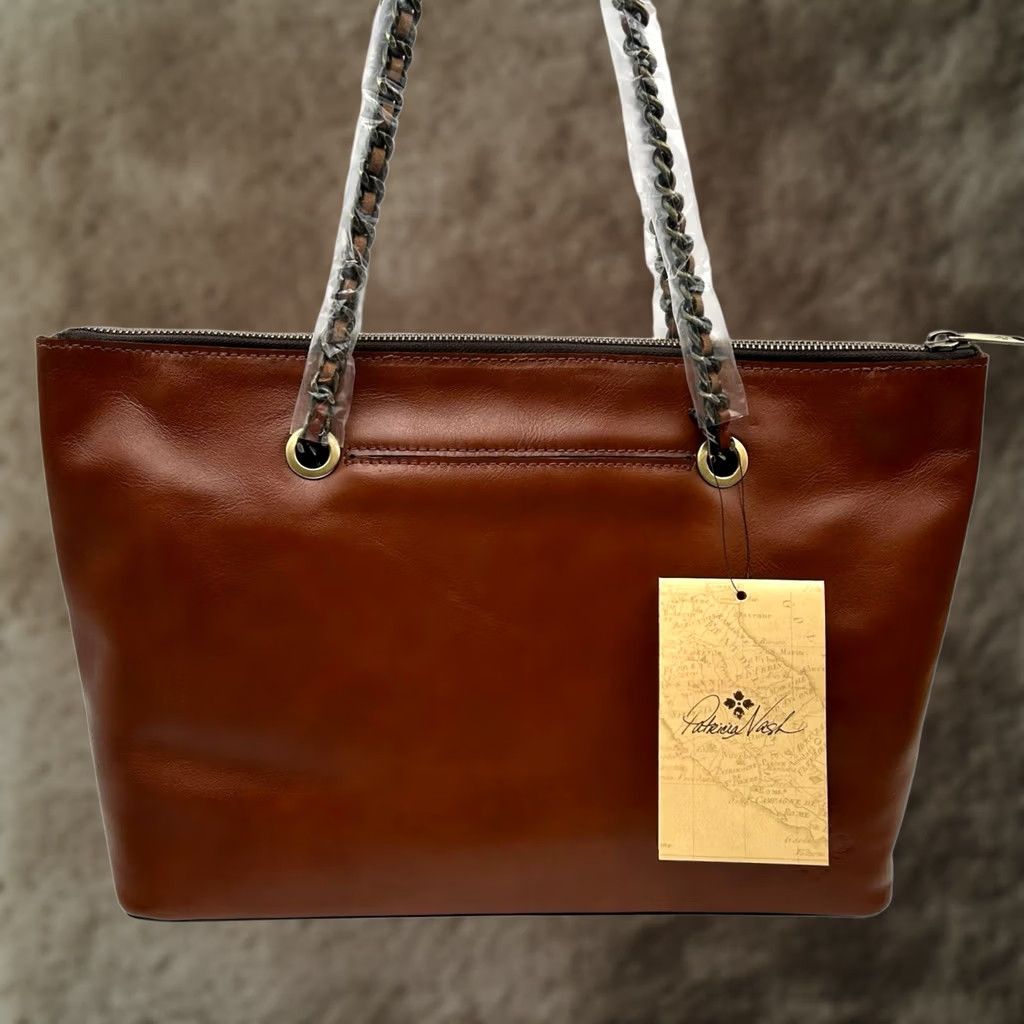 Patricia Nash Patricia Nash Belle Leather Tote Bag Brown Vintage-inspired Look 11X13X5 Women Large Bag Tote Brown 13 in 11 in 5 in Size ONE SIZE - 1 Thumbnail
