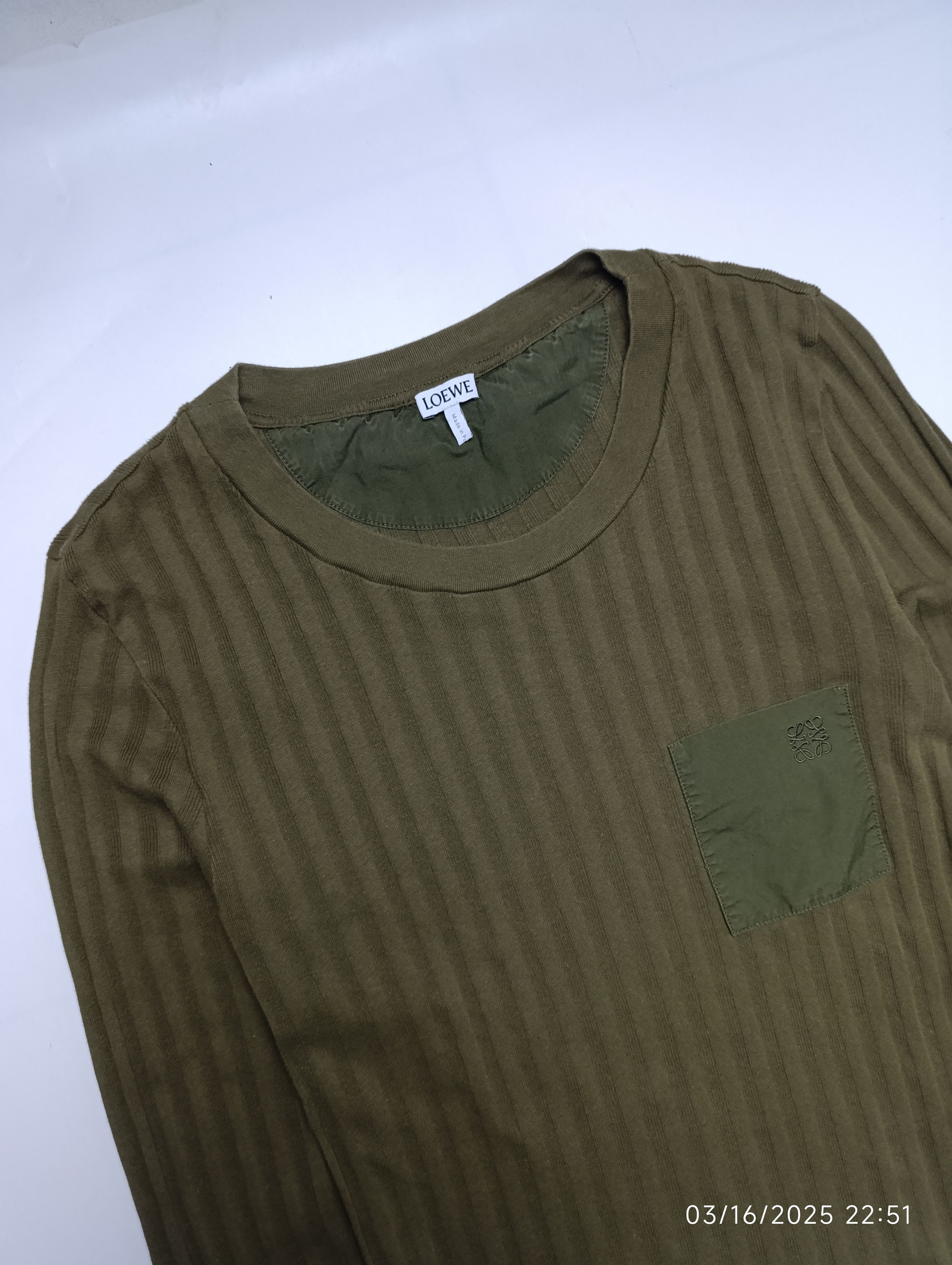 Loewe LOEWE ANAGRAM POCKET RIB-KNIT IN KHAKI GREEN Size M / US 6-8 / IT 42-44 - 3 Thumbnail