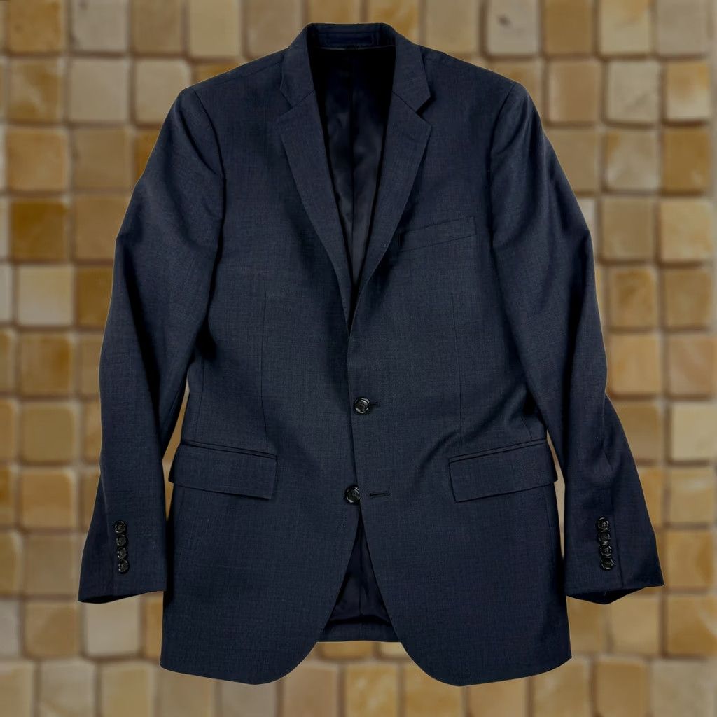 J.Crew J.CREW Blazer Mens 40L Long Wool Blue Navy Solid Tweed Button Wool Coat Sport Coat Size 40R - 1 Thumbnail