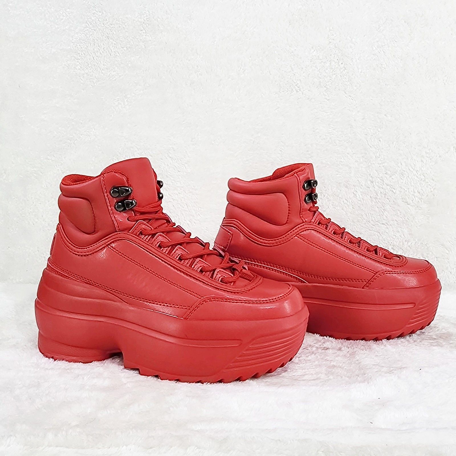 Other Space Cush Comfy Platform Light Weight Mid Top Sneakers Red Size US 9 / IT 39 - 5 Thumbnail