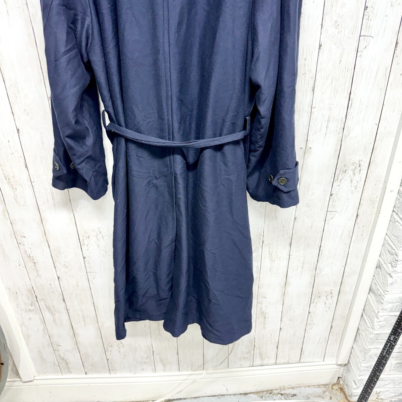 Vintage Vintage Reporter Coat Large Navy Button Belted Long Peacoat Size L / US 10 / IT 46 - 9 Thumbnail