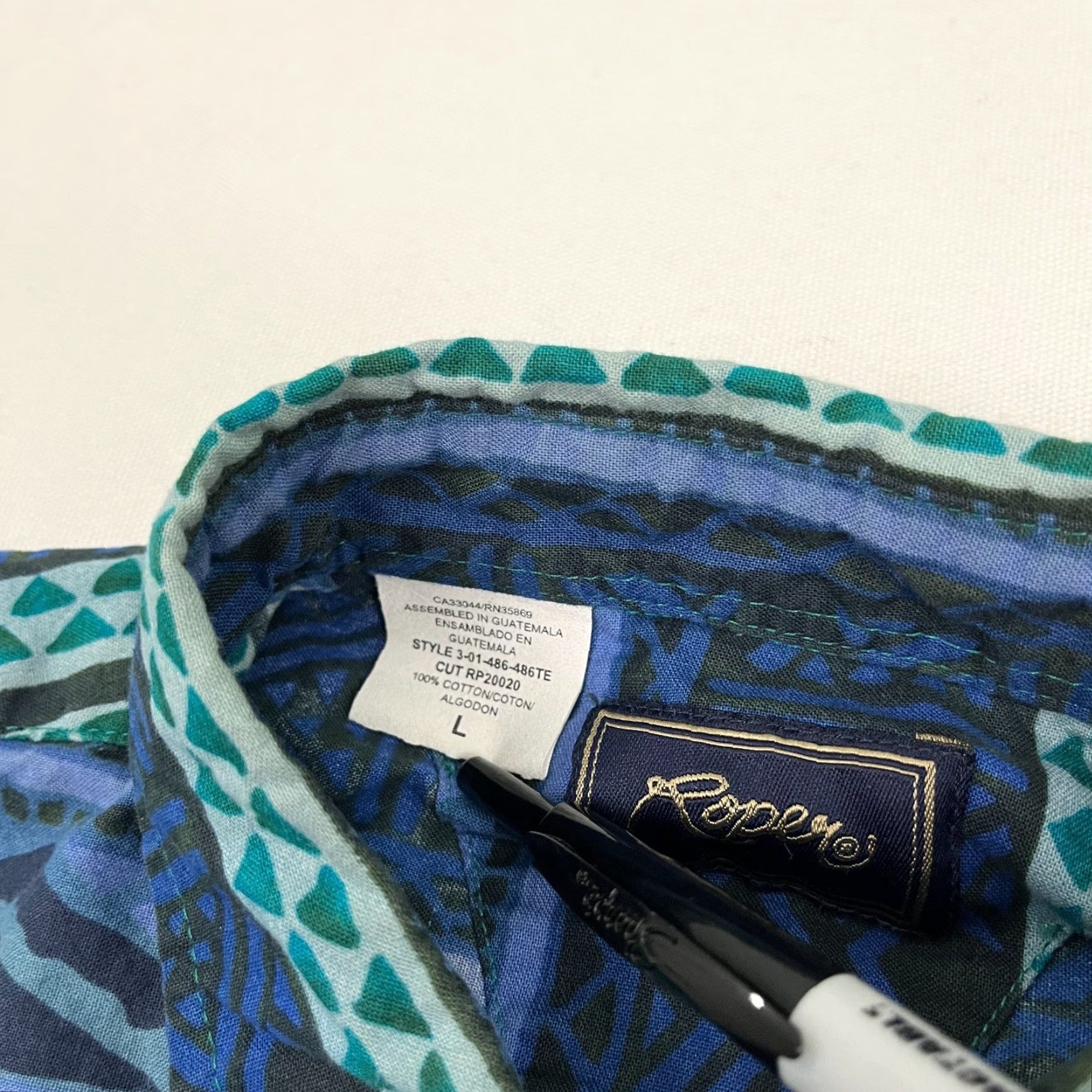 Roper VTG Roper Shirt Mens L Blue Pearl Snap Aztec Southwestern Rockability Rodeo Y2K Size US L / EU 52-54 / 3 - 2 Thumbnail