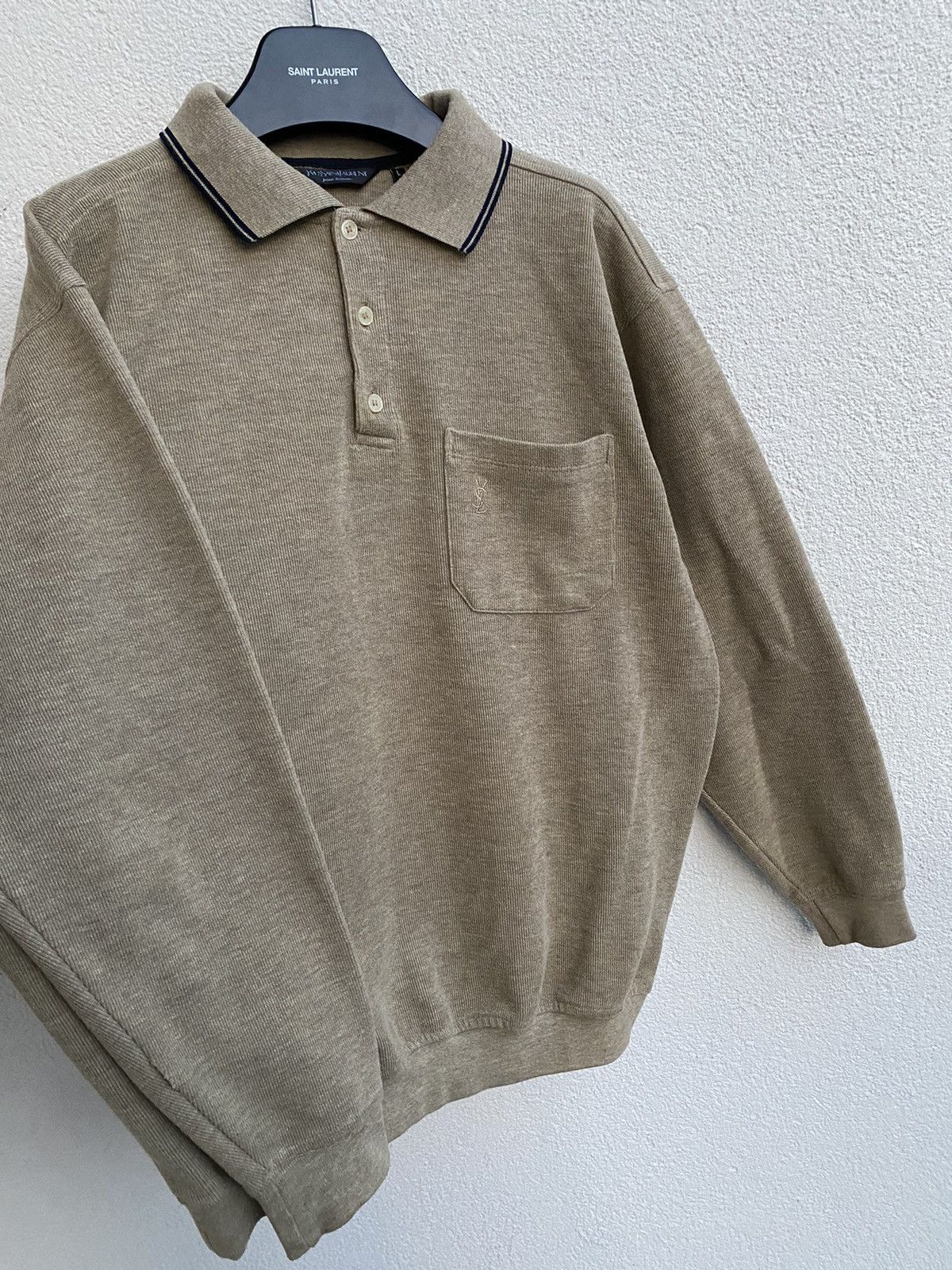 Yves Saint Laurent 90’s YSL Sweatshirt 1/4 Beige Vintage Sweater Quarter Zip Size US L / EU 52-54 / 3 - 8 Thumbnail