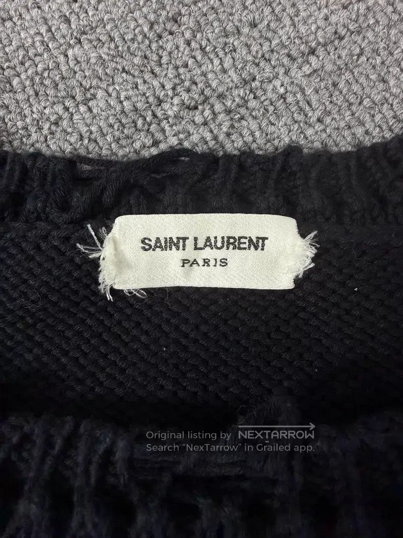 Saint Laurent Paris Saint Laurent Paris Distressed Black Knit Sweater i Size US S / EU 44-46 / 1 - 5 Thumbnail