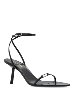 Saint Laurent Paris o1s1wg110925 775116 Kitty Sandals in Shiny Leather in Black Size US 9 / IT 39 - 3 Thumbnail