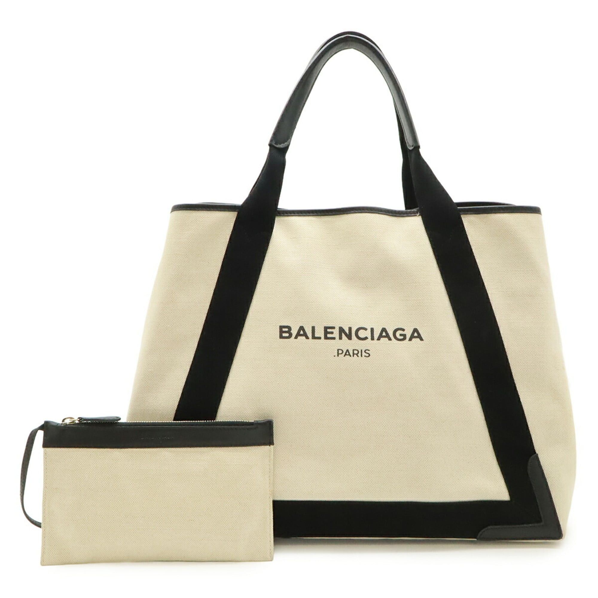 Balenciaga Balenciaga Navy Cabas M Tote Bag Shoulder Canvas Leather Natural Black 339936 Size ONE SIZE - 1 Thumbnail