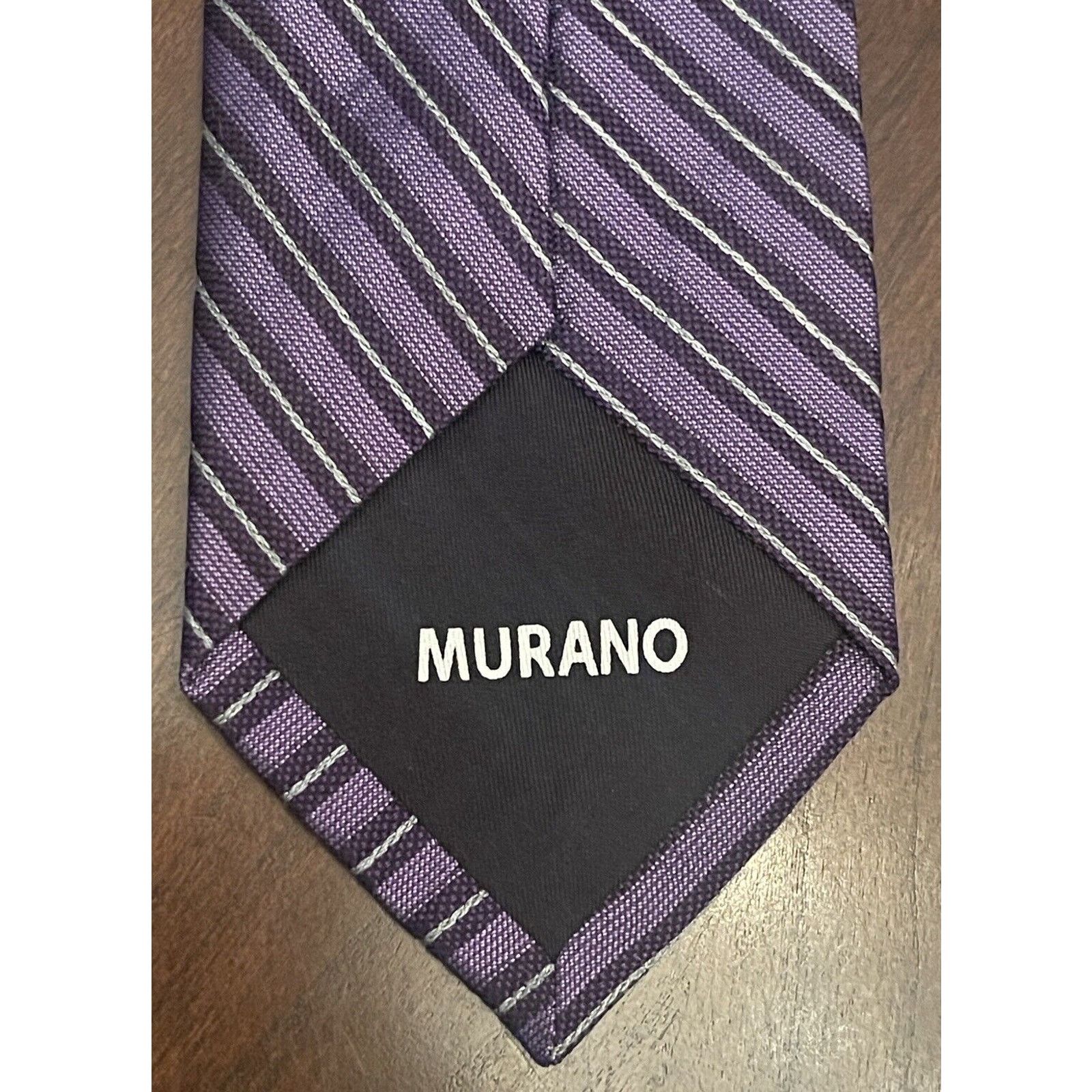 Murano Murano Purple 100% Silk Men’s Neck Tie Made In China Size ONE SIZE - 2 Thumbnail