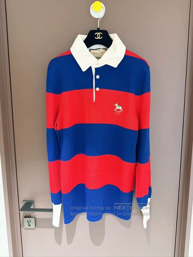 Gucci Gucci Pony embroidered red and blue colour-blocked Polo sw Size US XS / EU 42 / 0 - 1 Thumbnail