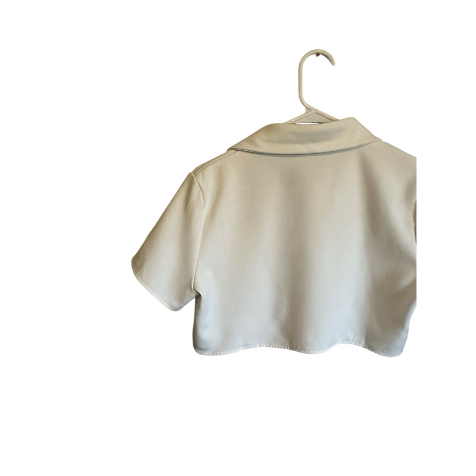 Other Micas White Cropped Short Sleeve Collared Button Up Blouse Size M / US 6-8 / IT 42-44 - 6 Thumbnail