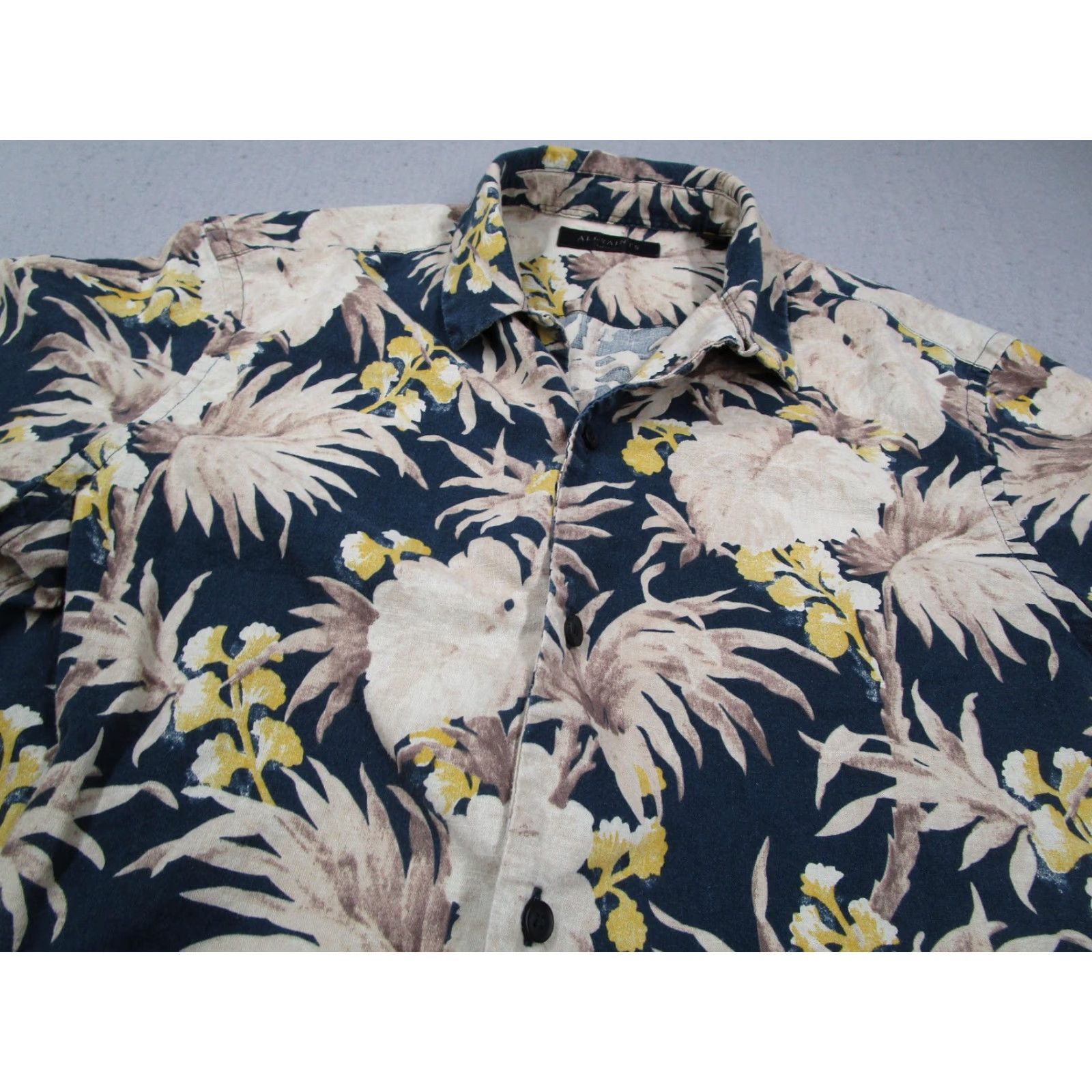 Allsaints AllSaints Shirt Mens M Multicolor Floral Linen Blend Button Up Hawaiian Casual Travel Short Sleeve Size US M / EU 48-50 / 2 - 2 Thumbnail