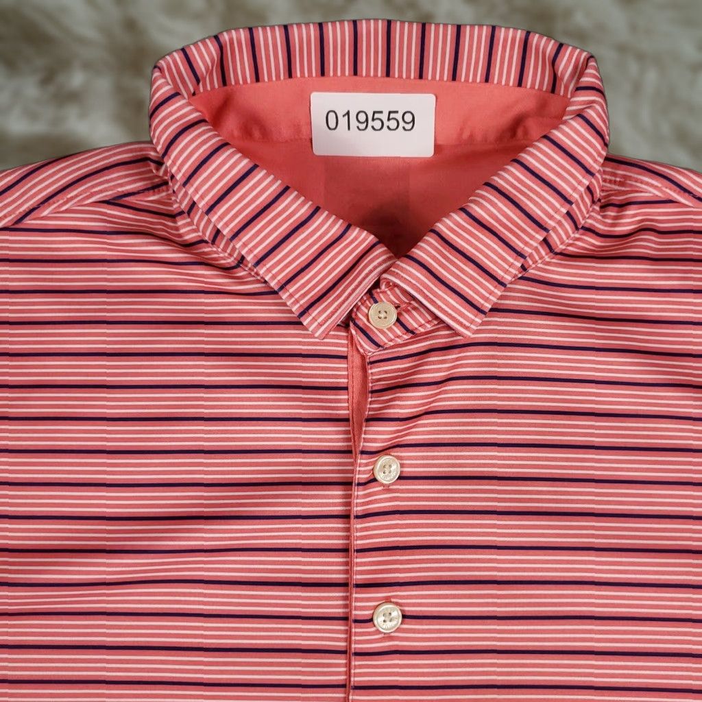 Vintage Greg Norman Polo Shirt Mens L Pink Striped Shark Golf Short Sleeve Polo Shirt Vintage? No. Size US L / EU 52-54 / 3 - 1 Thumbnail