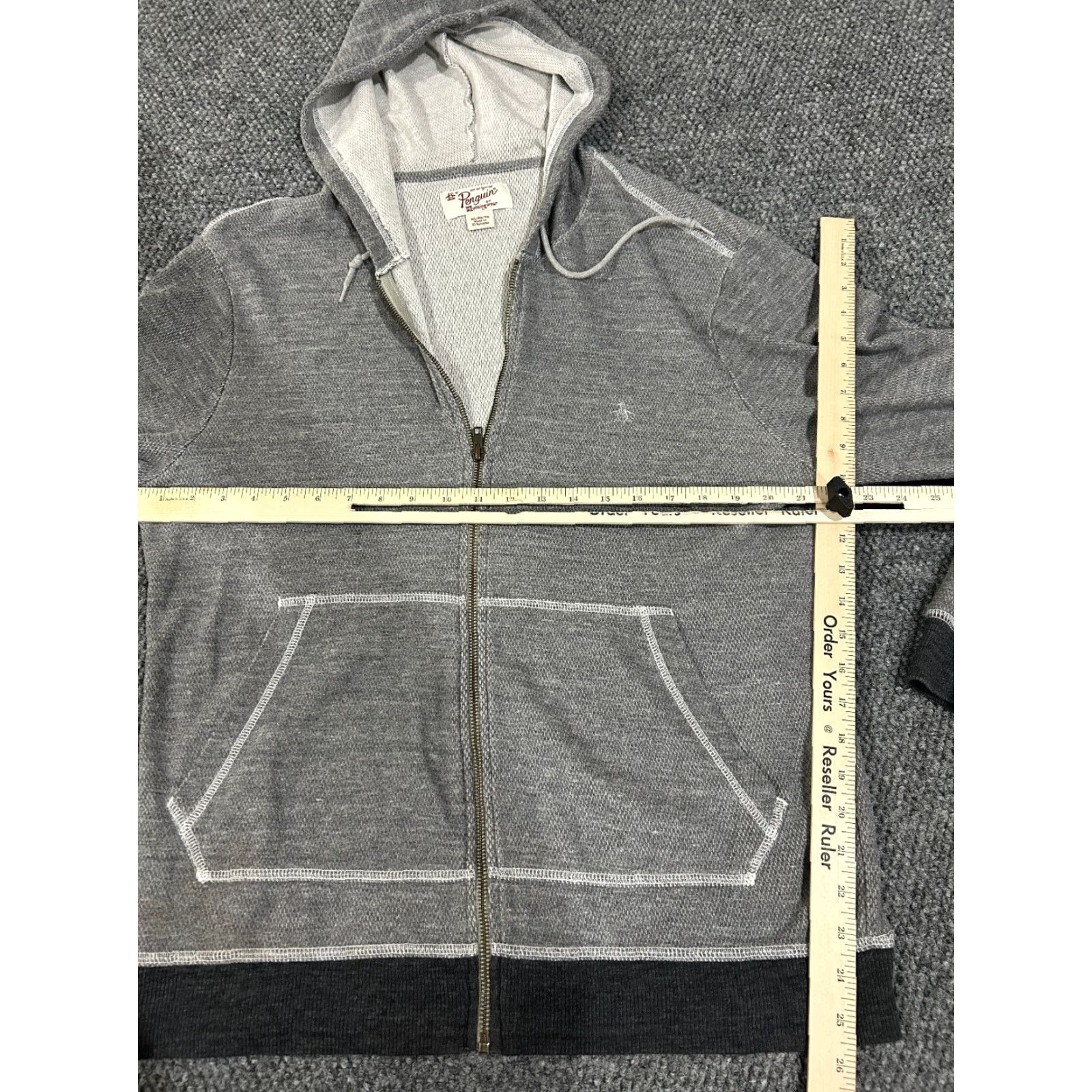 Original Penguin Original Penguin Hoodie Mens XL Gray Full Zip Sweatshirt Long Sleeve Knit Logo Size US XL / EU 56 / 4 - 3 Thumbnail