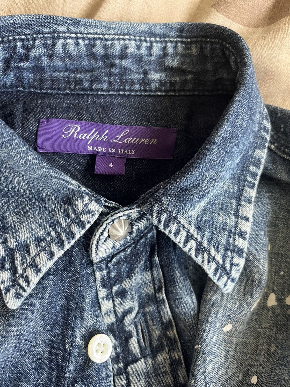 Ralph Lauren Purple Label Ralph Lauren Purple Label Denim Shirt with Paint Splatter Size US M / EU 48-50 / 2 - 3 Thumbnail