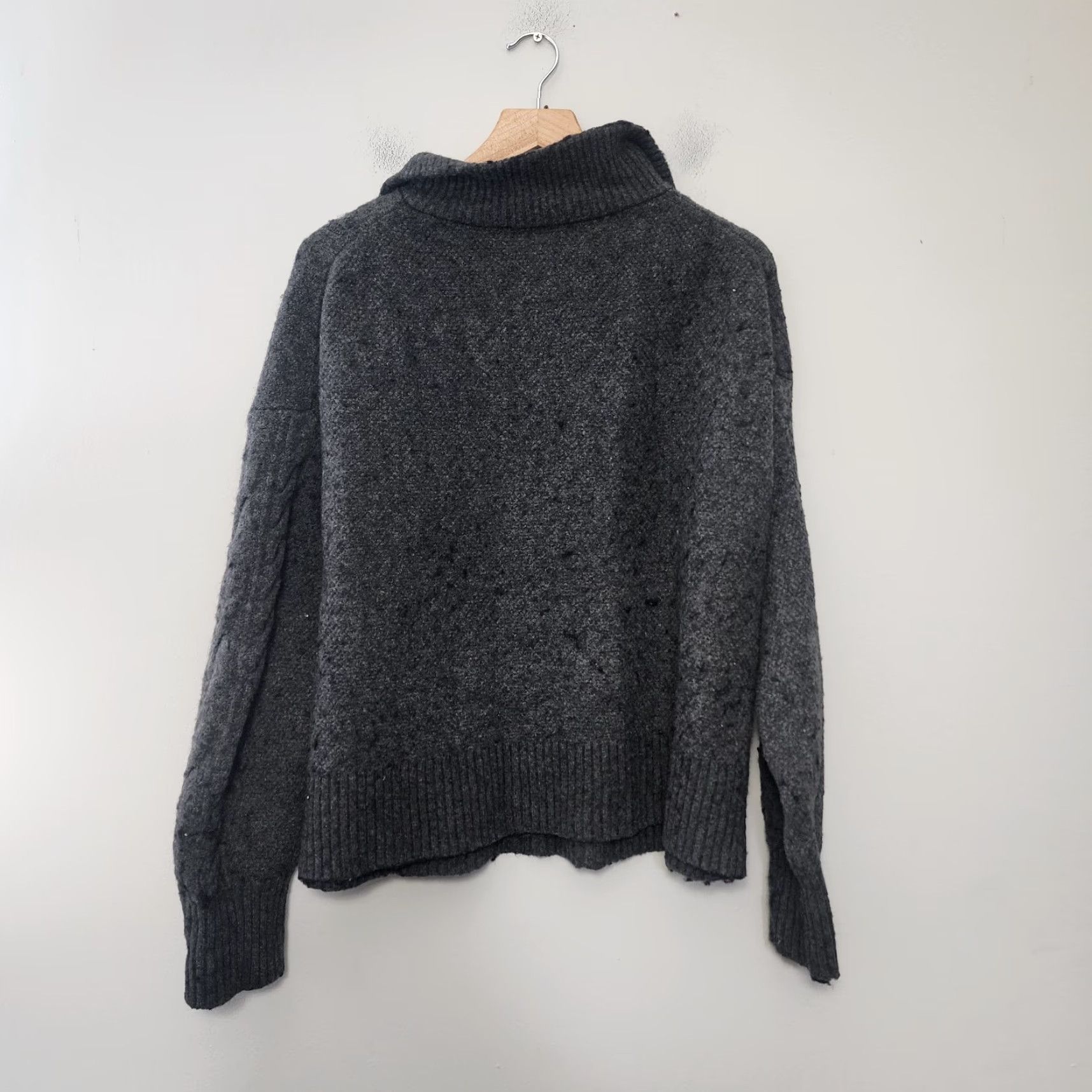 J.Crew J.CREW Cable Knit Sweater Women Medium Gray 1/2 Zip Merino Wool Alpaca Polyamide Knit Pullover Mock Neck Long Sleeve Casual Travel Regular M Womens Size M / US 6-8 / IT 42-44 - 2 Thumbnail