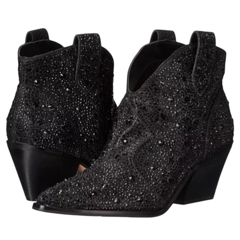 Jessica Simpson JESSICA SIMPSON / Black / Glittered / Ankle / Boots With Blo Size US 6.5 / IT 36.5 - 3 Thumbnail