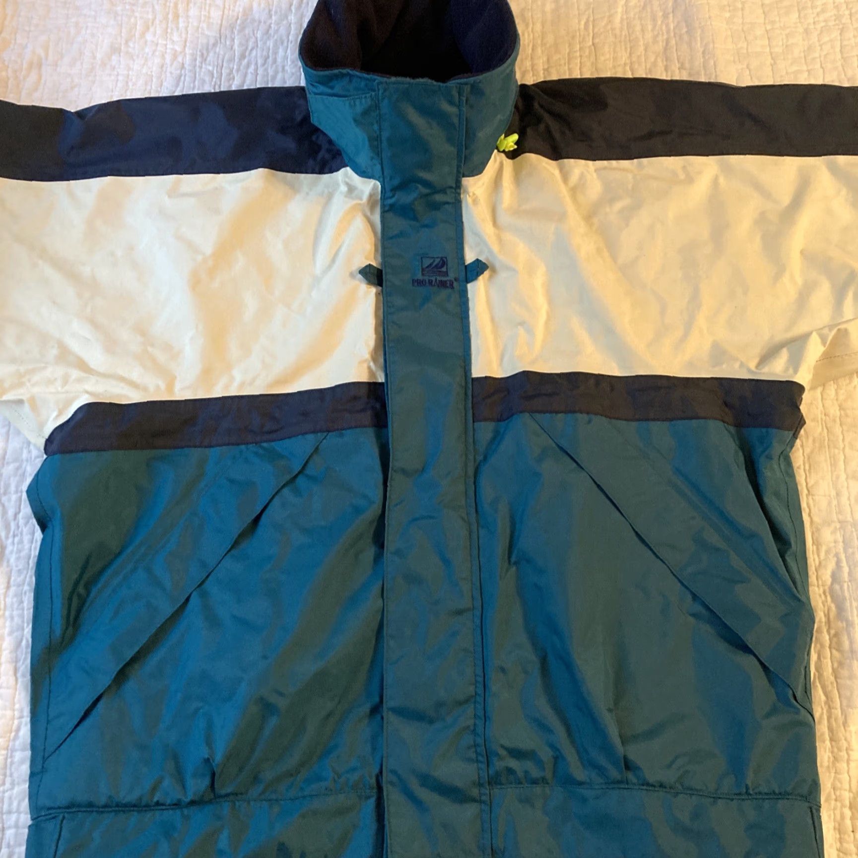 Nautica VINTAGE PRO RAINER Nautical Jacket Coat 2XL Teal Turquoise Ivory Full Zip Hooded Insulated Pockets Navy Coast Pattern: Solid Men Jackets Size US XXL / EU 58 / 5 - 3 Thumbnail