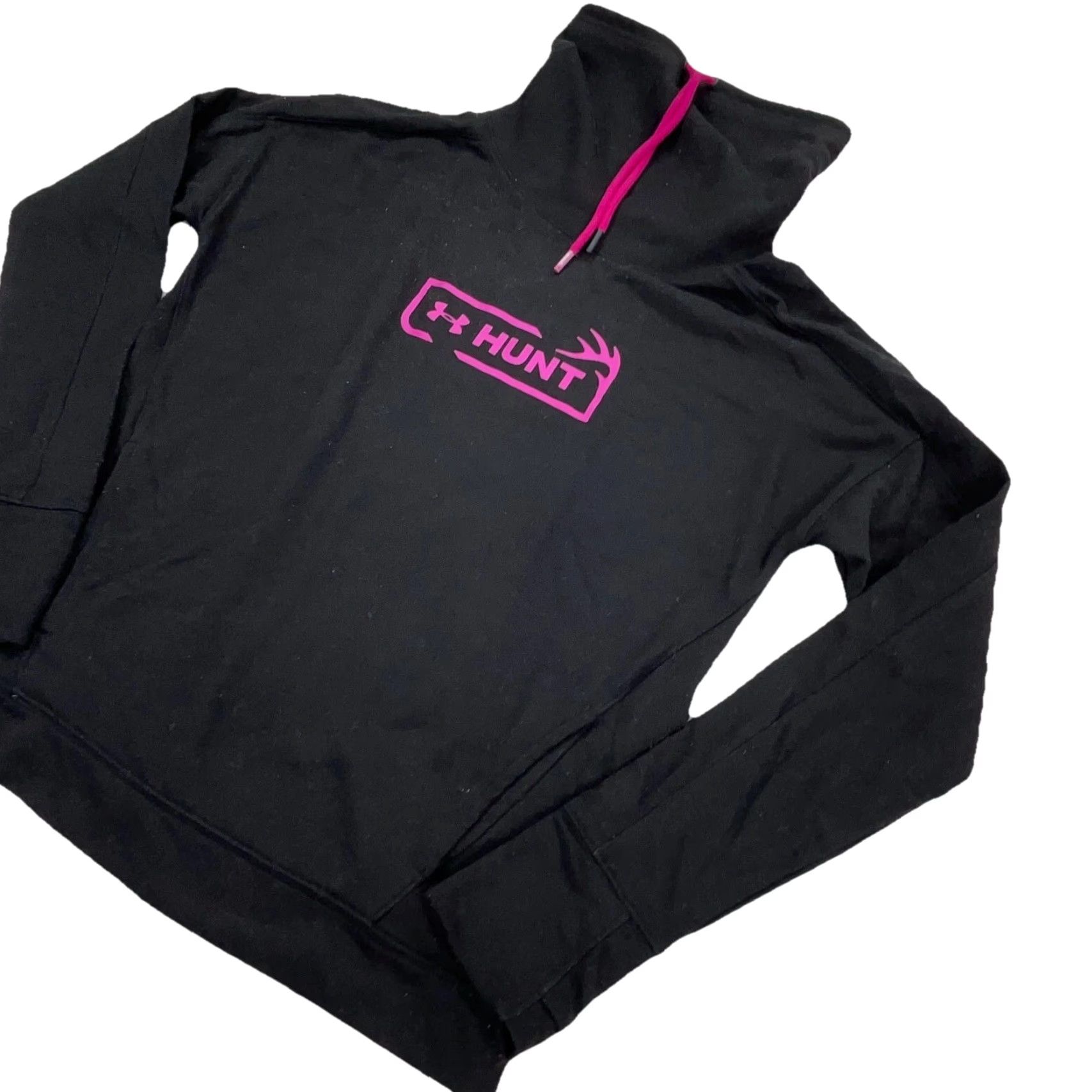 Under Armour Under Armour Sweatshirt Women M Black Pink Turtle Neck Pullover Fleece Logo Cotton Blend Regular Thermal All Seasons Sports Outdoors Size M / US 6-8 / IT 42-44 - 2 Thumbnail